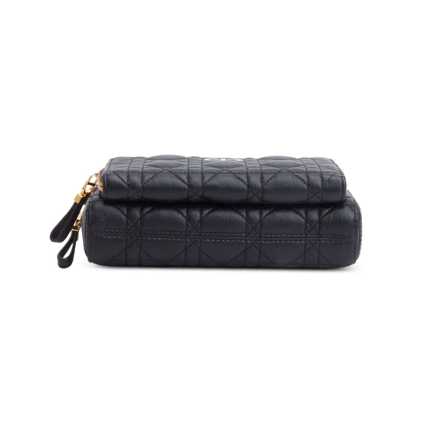 Christian Dior 2021 Black Supple Calfskin Caro Double Pouch