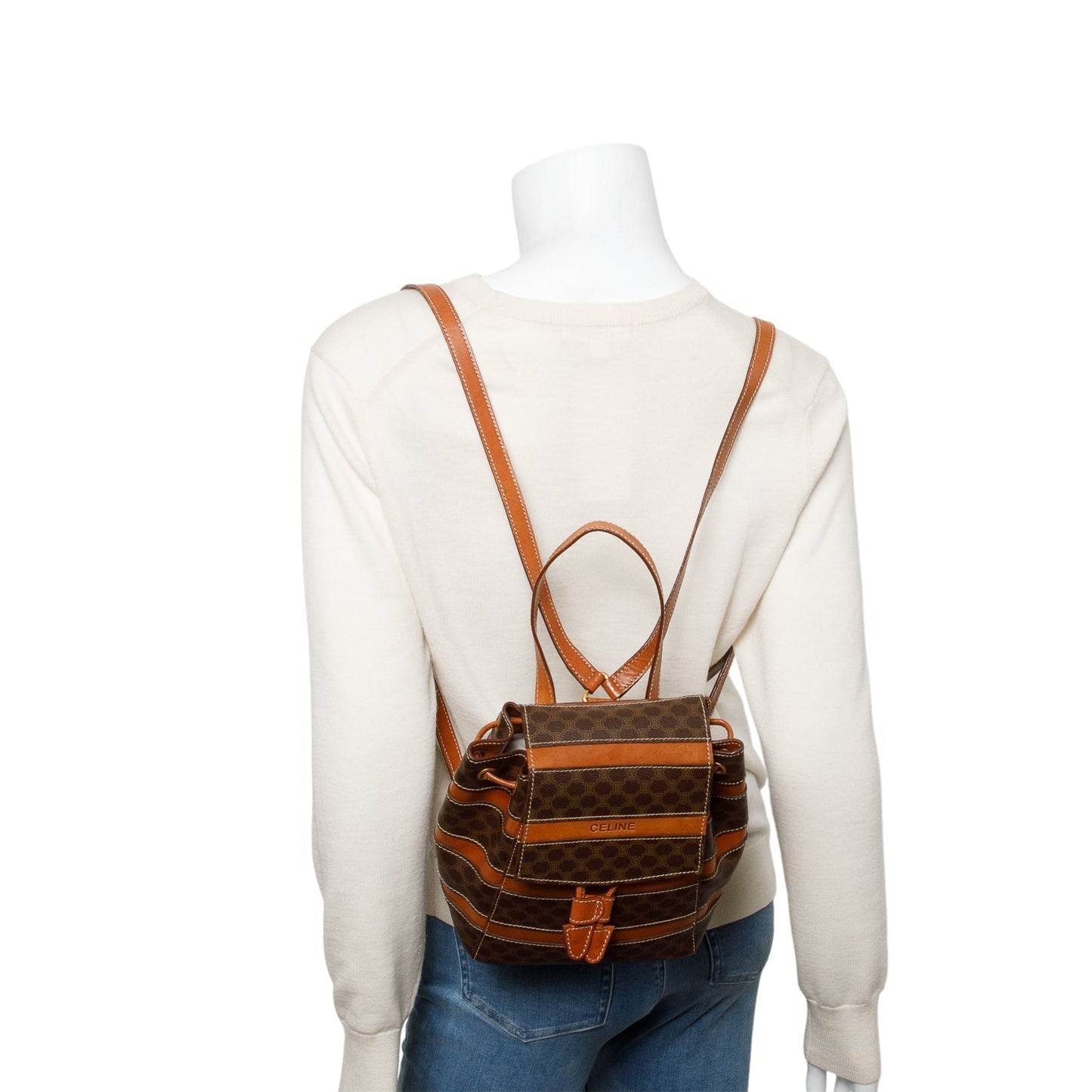 Celine   Brown Monogram Macadam Backpack
