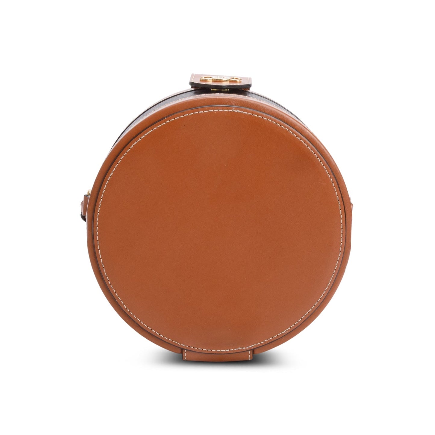 Celine 2020 Brown Calfskin Triomphe Canvas Medium Tambour Bag