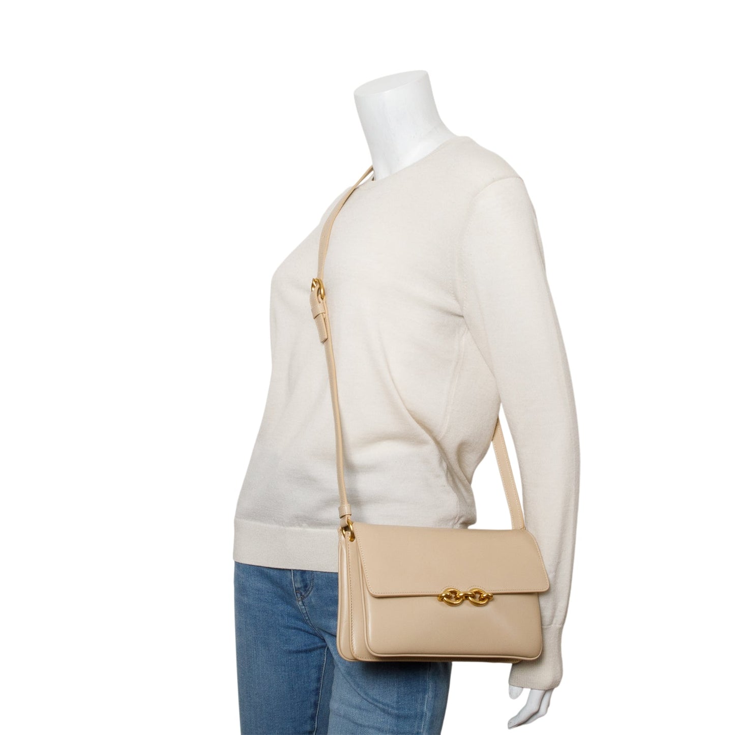 Saint Laurent 2022 Beige Smooth Calfskin Le Maillon Satchel