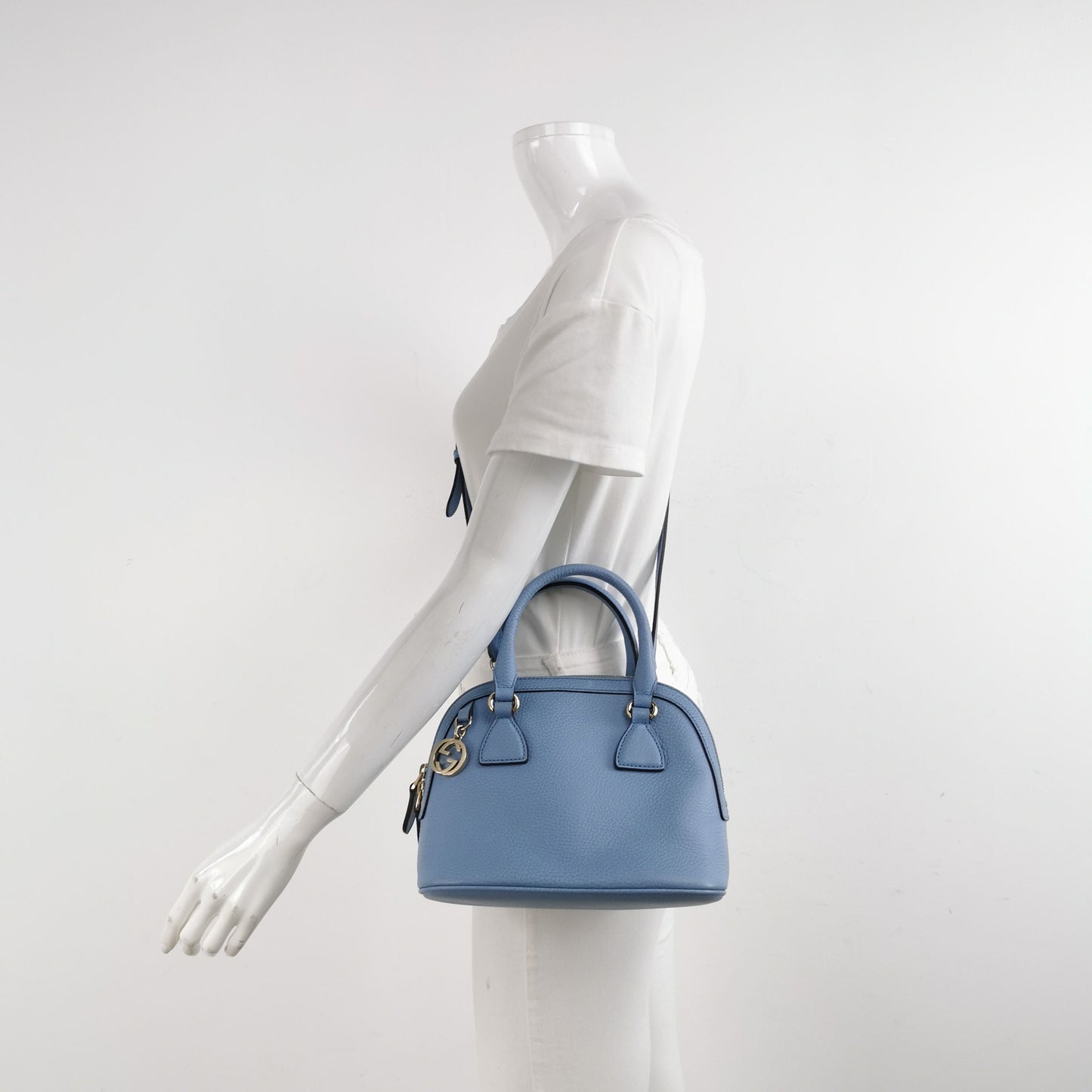 Gucci Leather Solid GG Embellished Crossbody Shoulder Bag