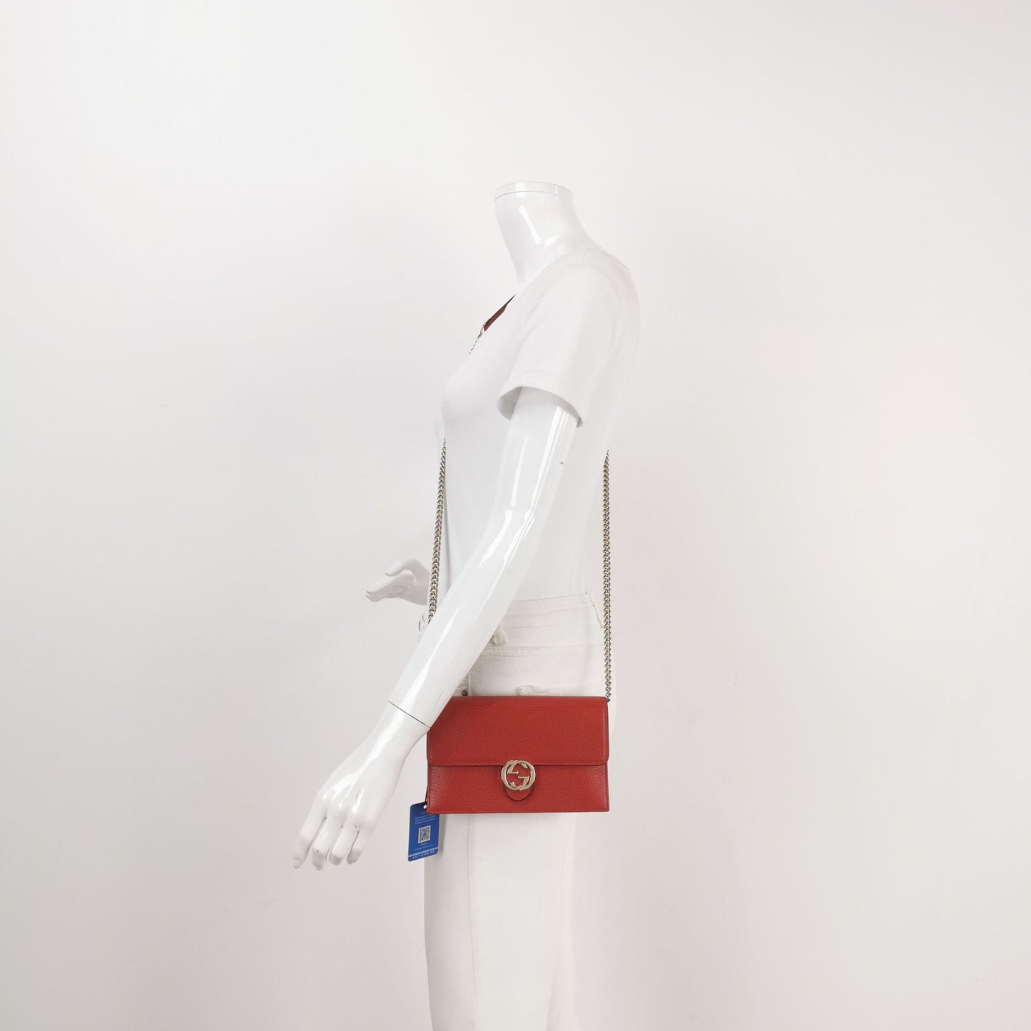Gucci Interlocking G Leather Solid Flap Crossbody Bag