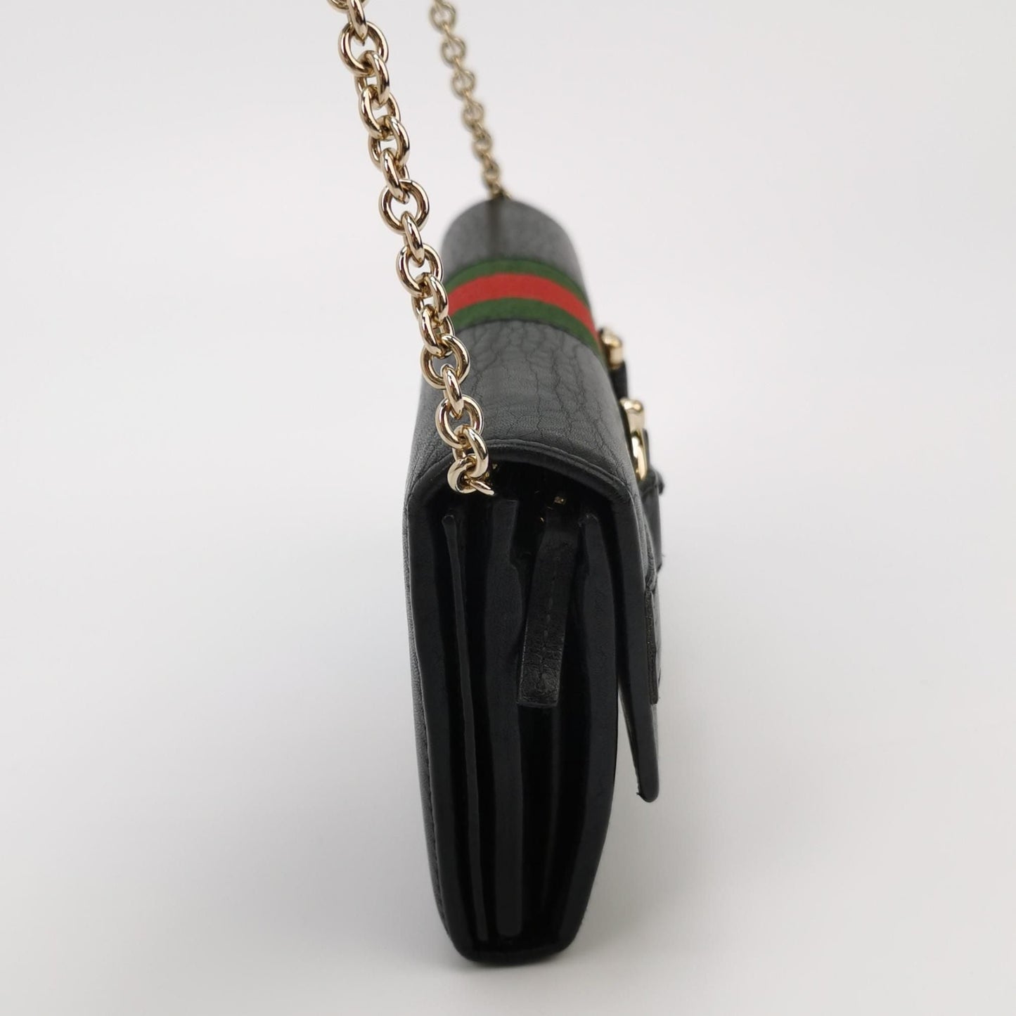 Gucci Leather and Canvas Striped Shoulder Bag