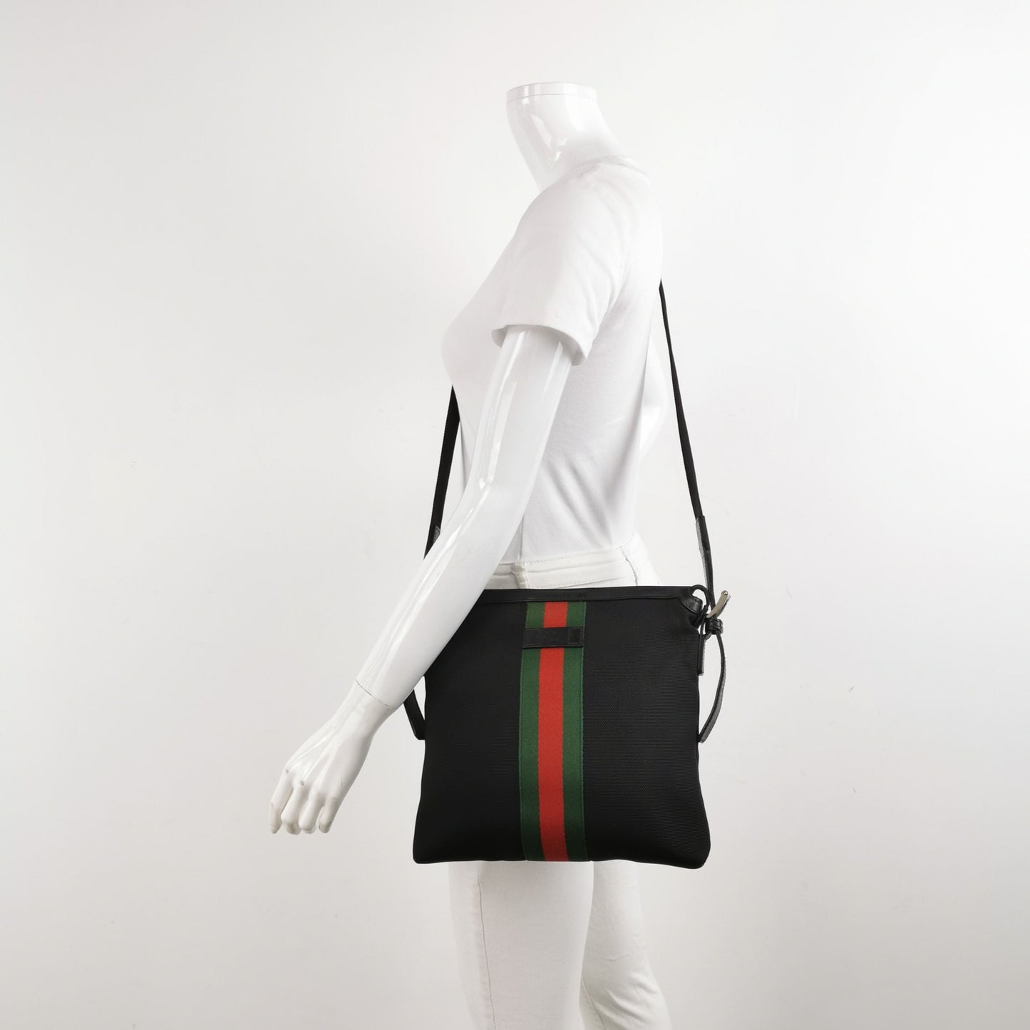 Gucci Leather and Canvas Logo Shoulder Bag