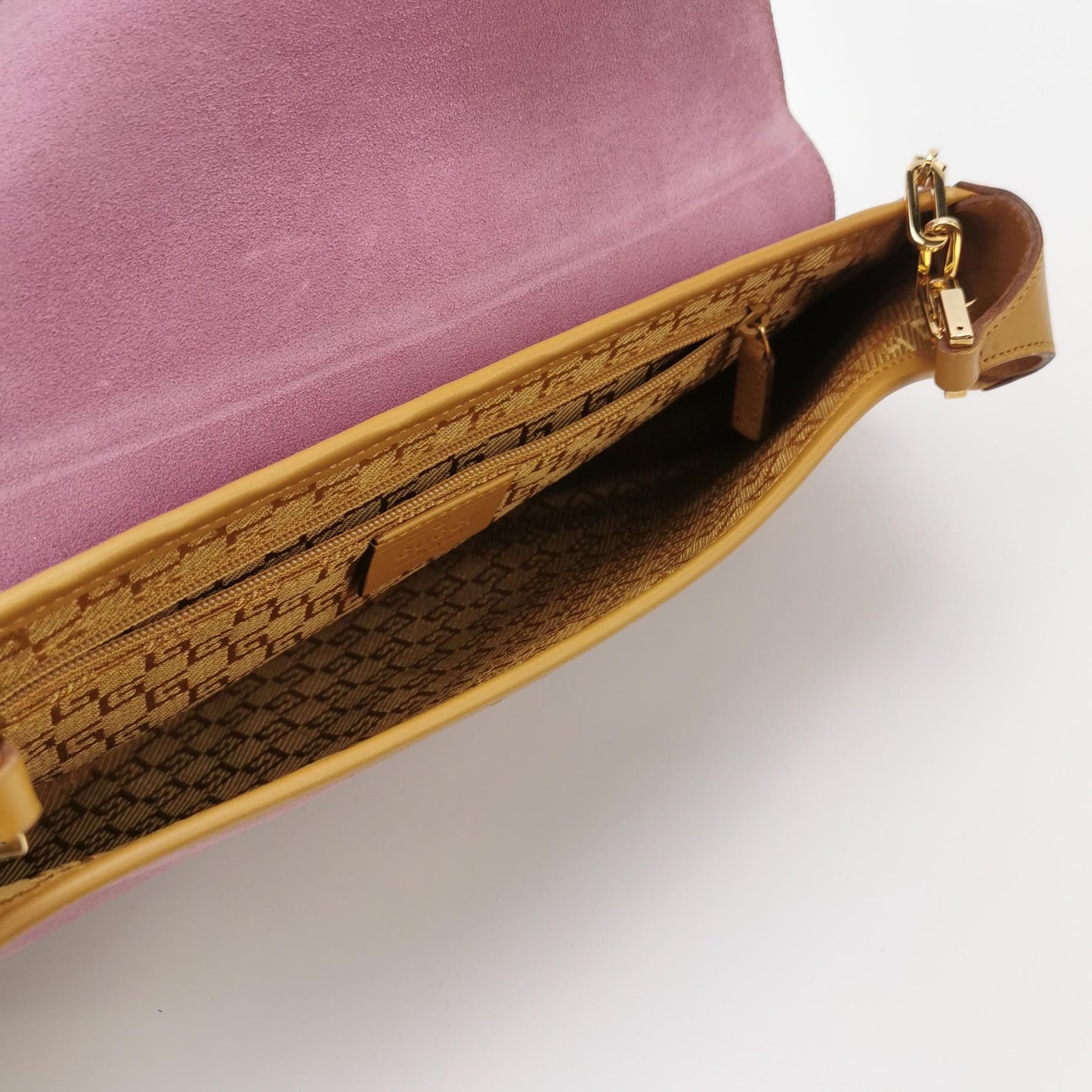 Gucci Suede Leather Tiger Head Pendant Shoulder Bag