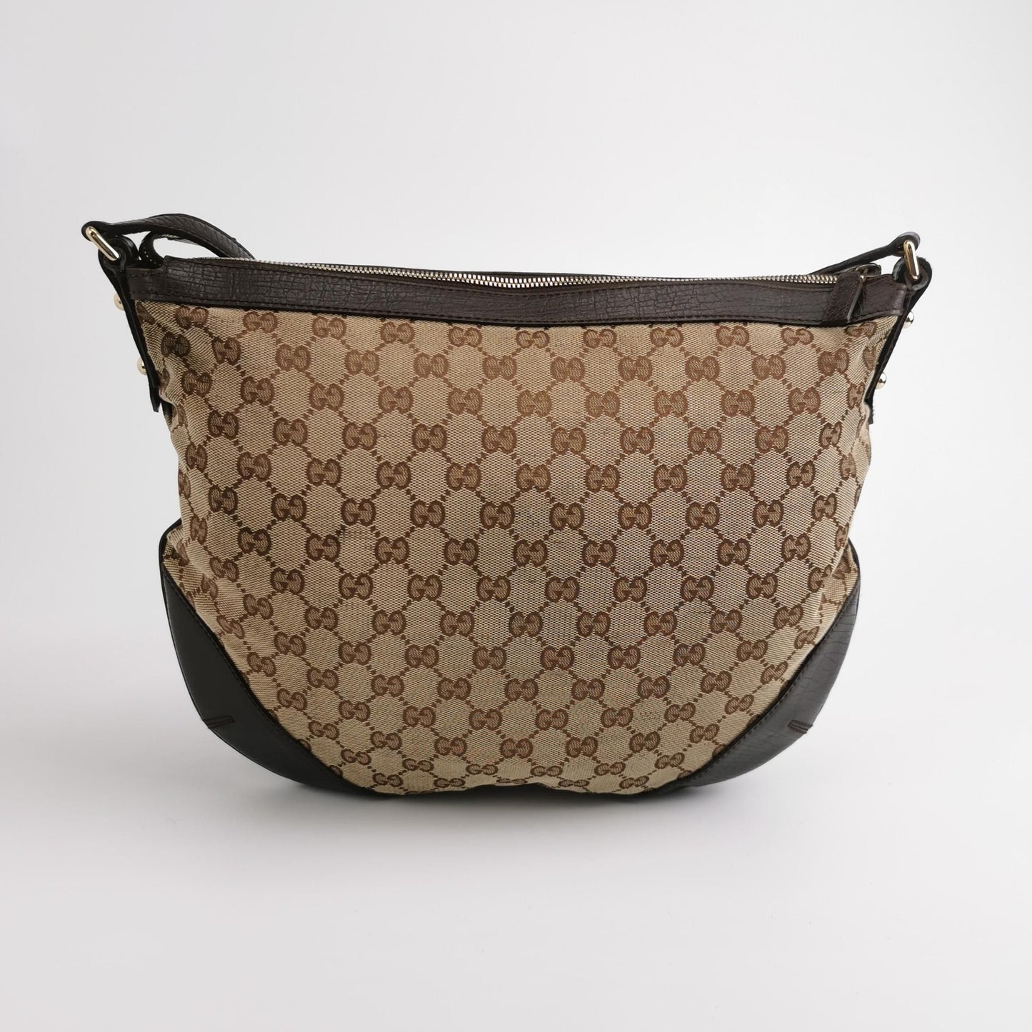 Gucci Leather and Canvas GG Monogram Striped Shoulder Bag