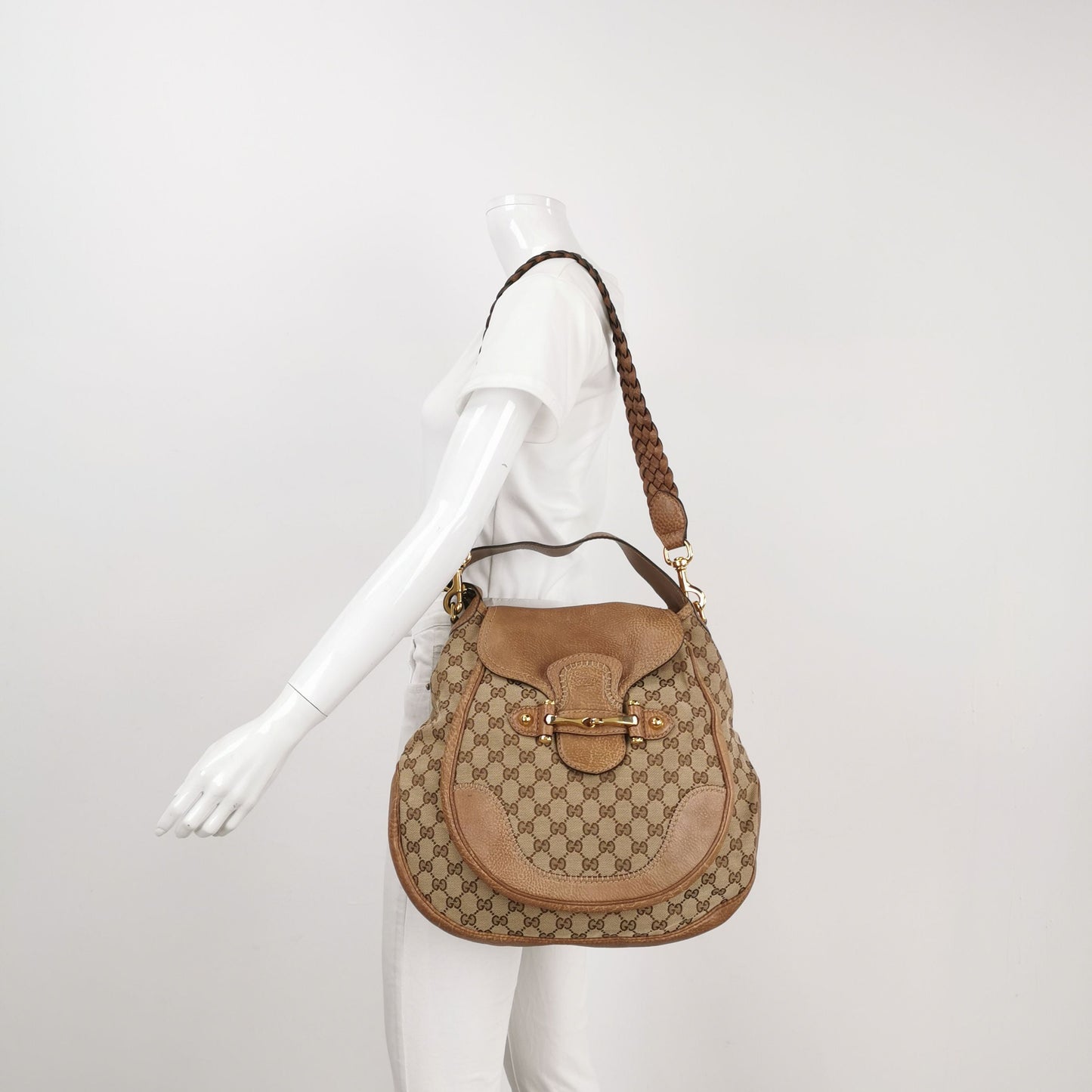 Gucci GG Canvas and Leather Shoulder Bag