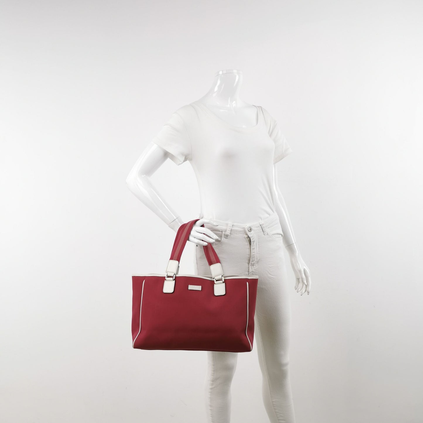 Gucci Leather and Nylon Logo Tote Bag