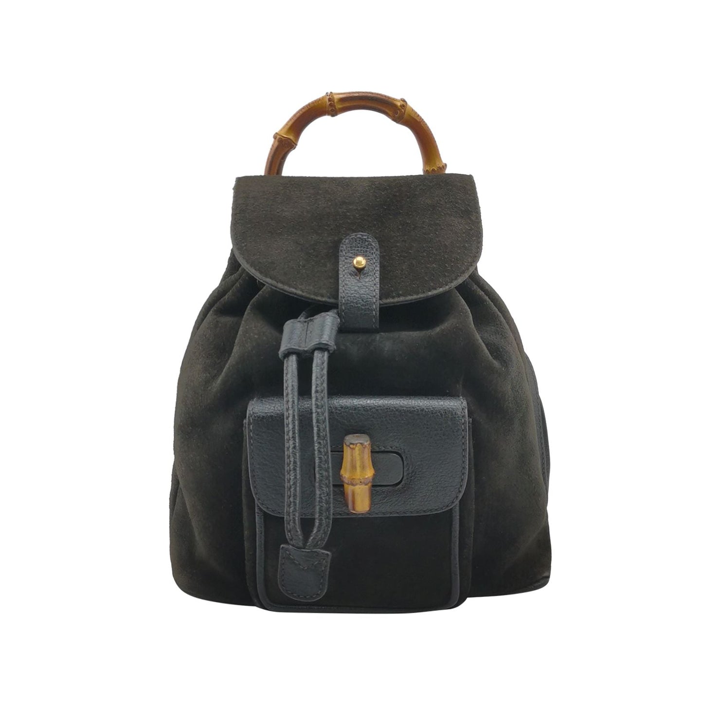 Gucci Suede Bamboo Handle Backpack