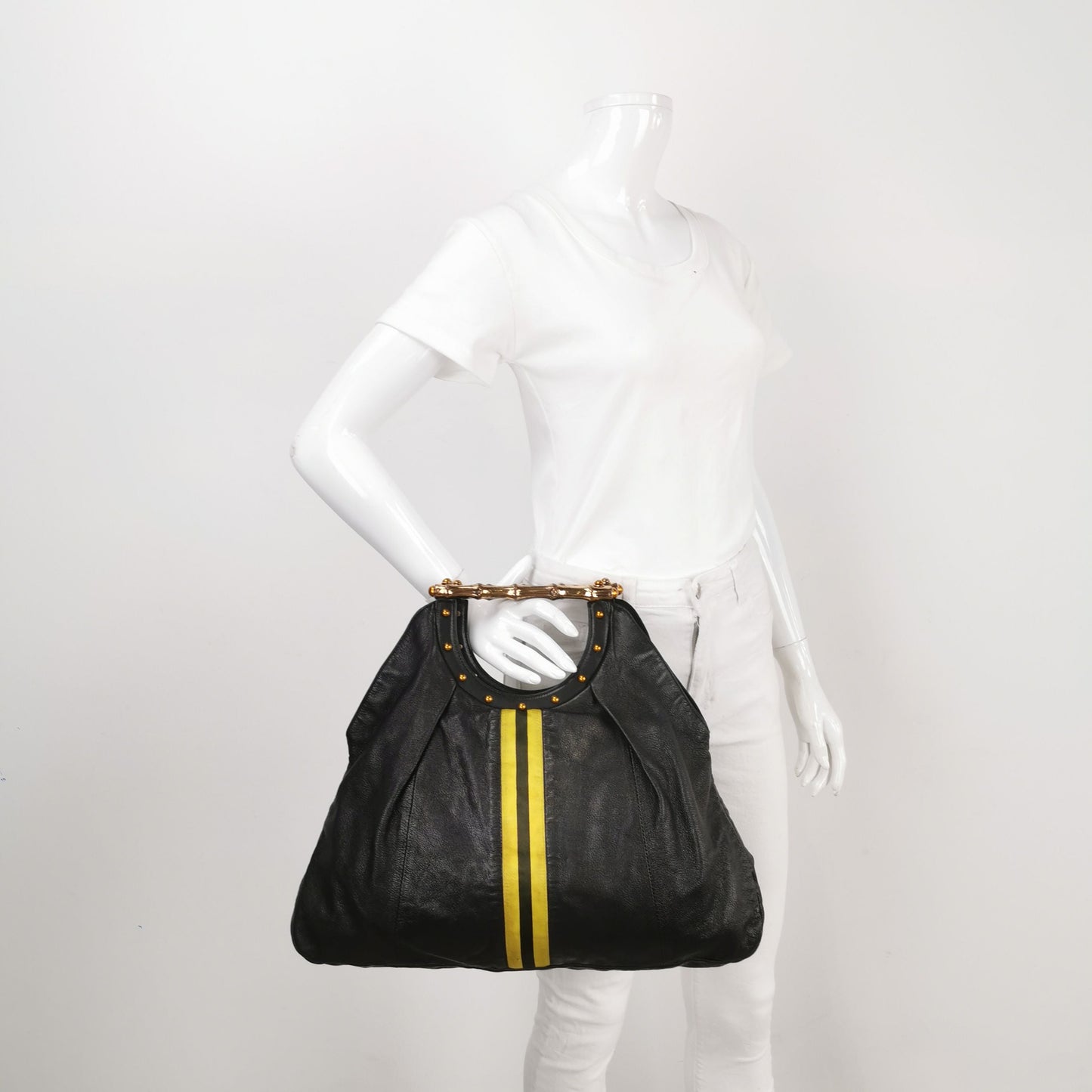 Gucci Lambskin Color Block Striped Handbag