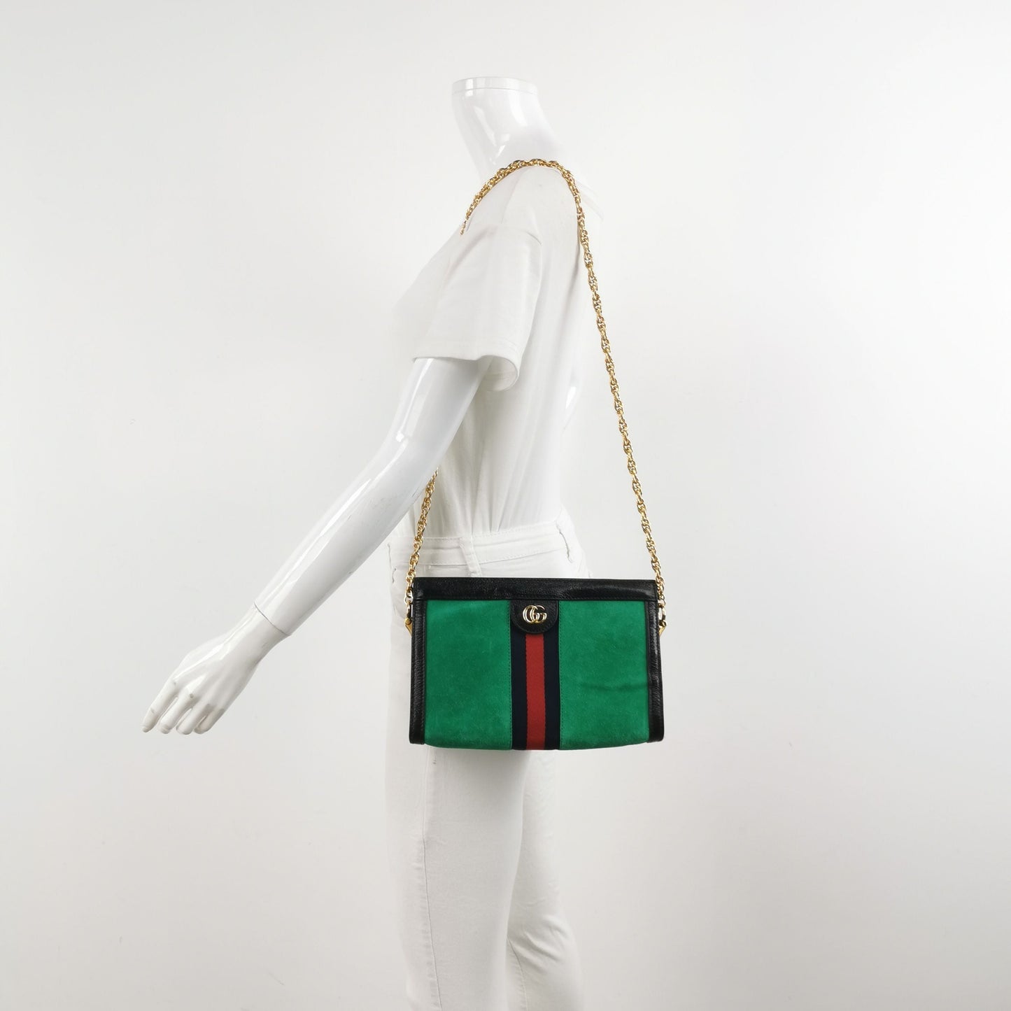 Gucci Ophidia Small Leather Canvas Suede Contrast Trim GG Shoulder Bag
