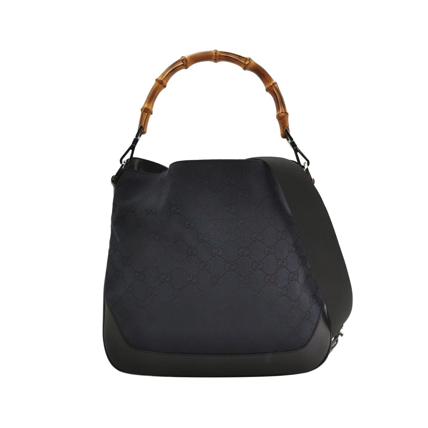 Gucci GG Canvas and Leather Bamboo Handle Shoulder Bag