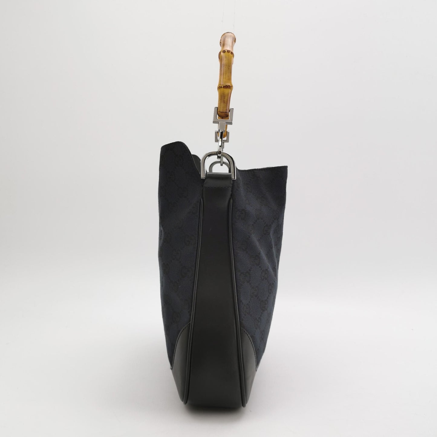 Gucci GG Canvas and Leather Bamboo Handle Shoulder Bag