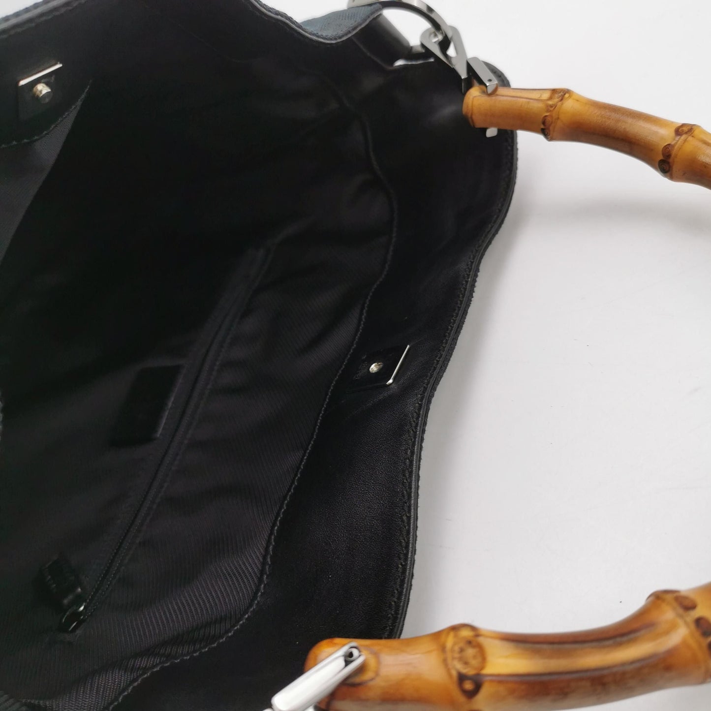 Gucci GG Canvas and Leather Bamboo Handle Shoulder Bag