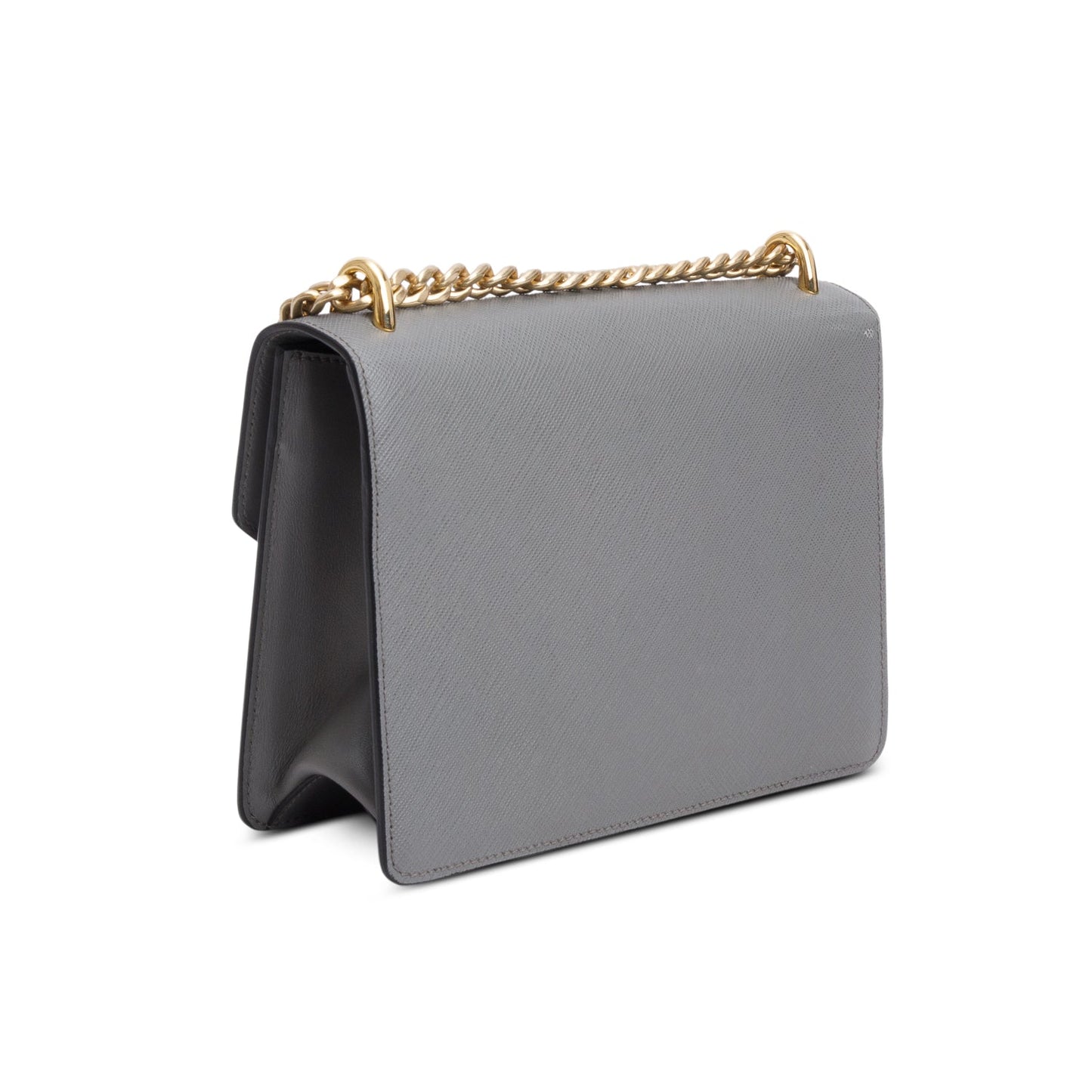 Prada Grey Saffiano Leather Envelope Shoulder Bag