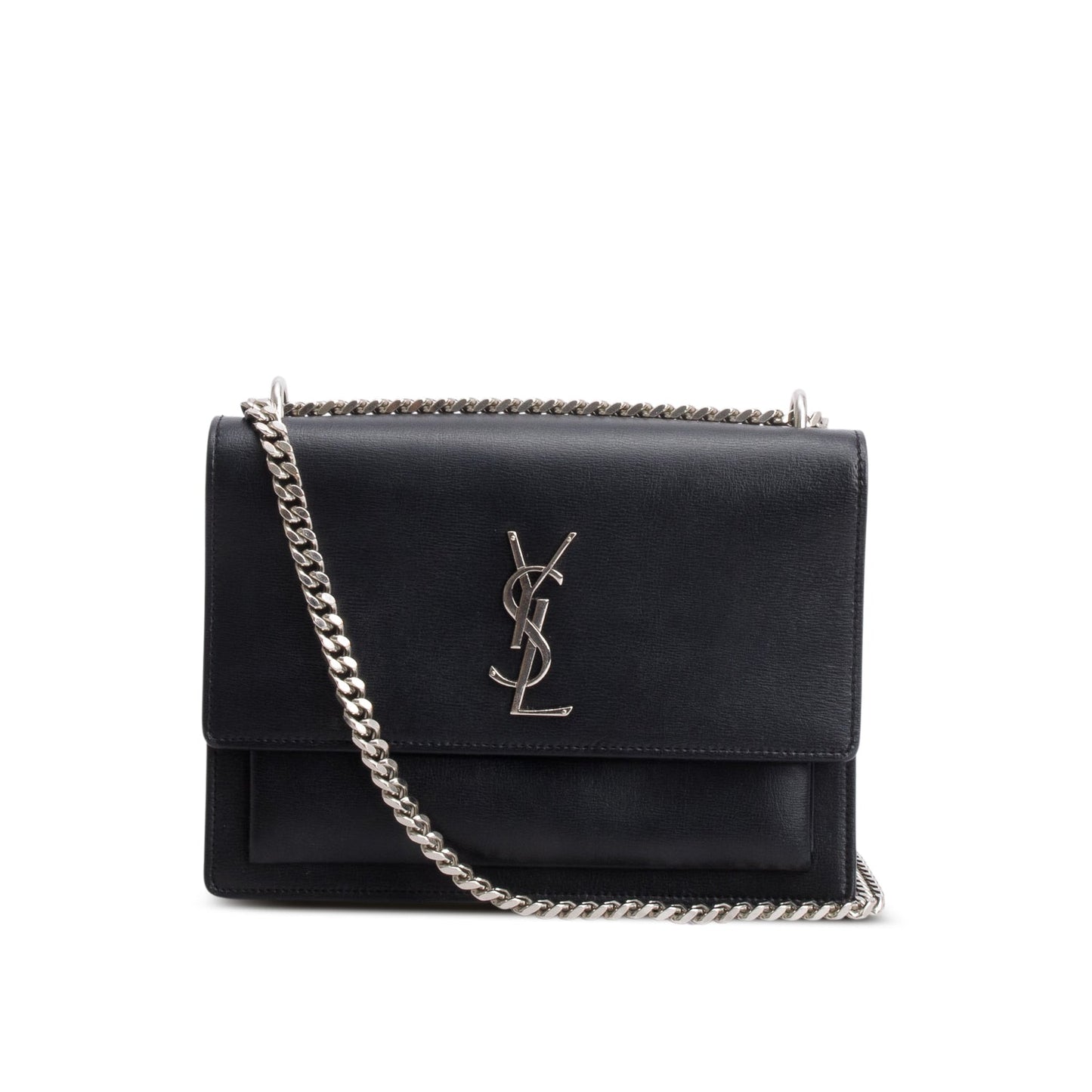 Saint Laurent Black Calfskin Leather Medium Sunset Shoulder Bag