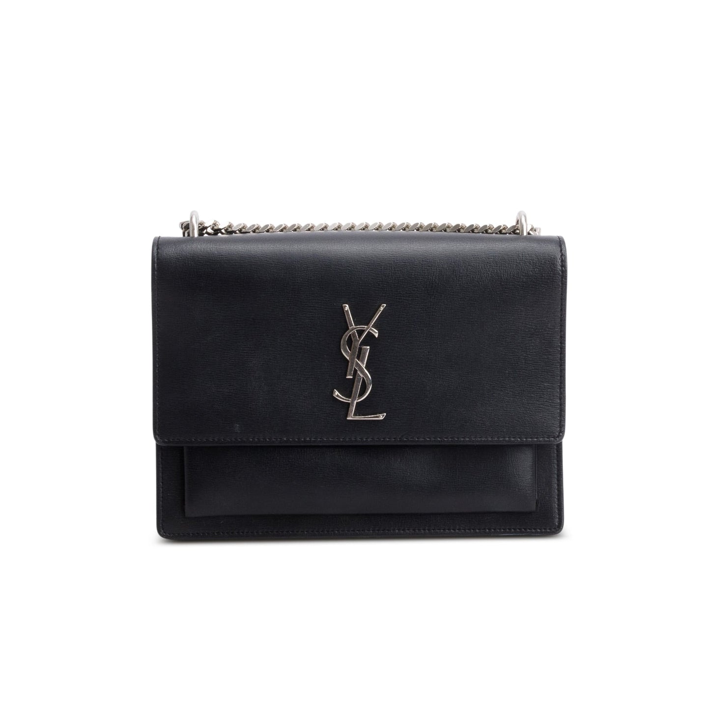 Saint Laurent Black Calfskin Leather Medium Sunset Shoulder Bag