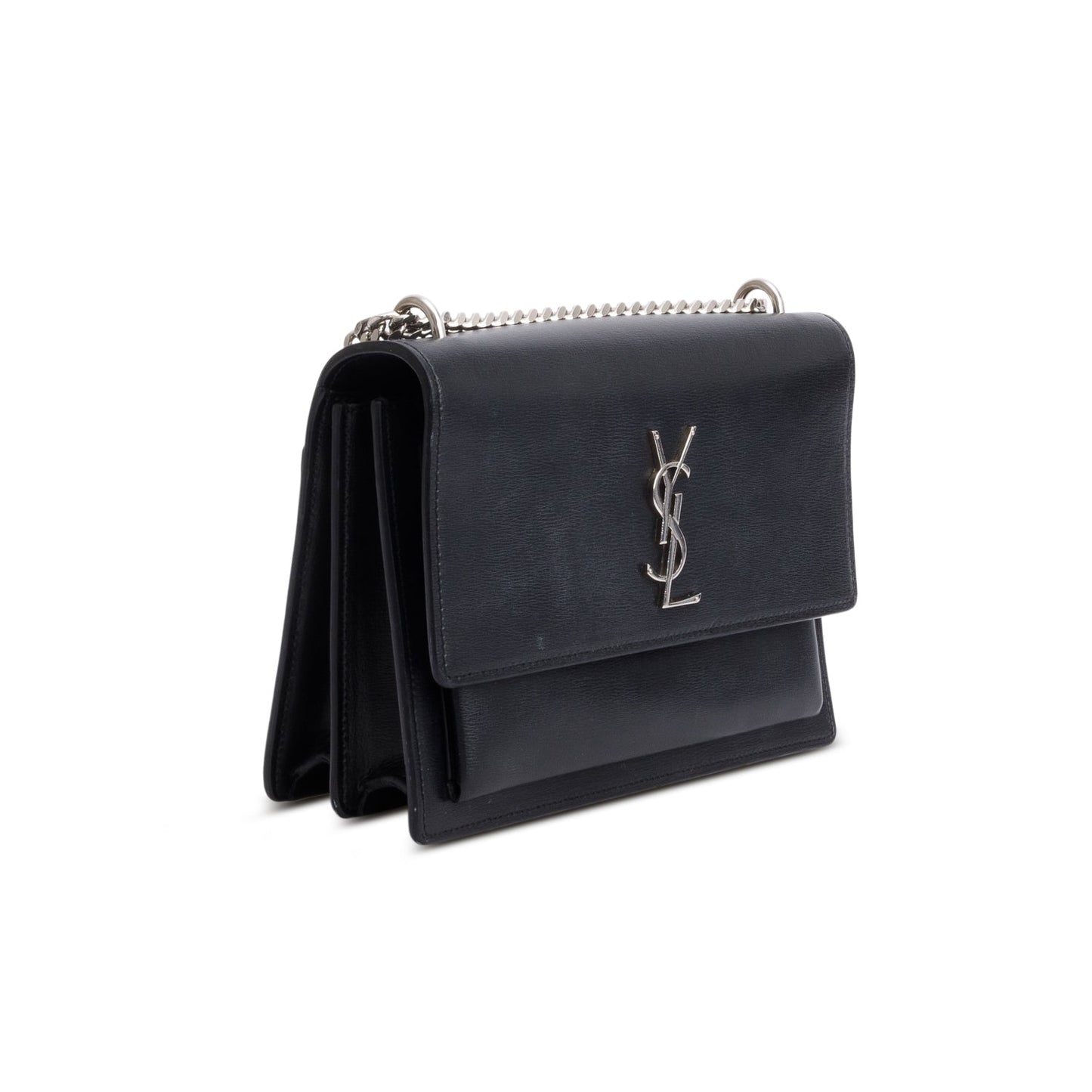 Saint Laurent Black Calfskin Leather Medium Sunset Shoulder Bag
