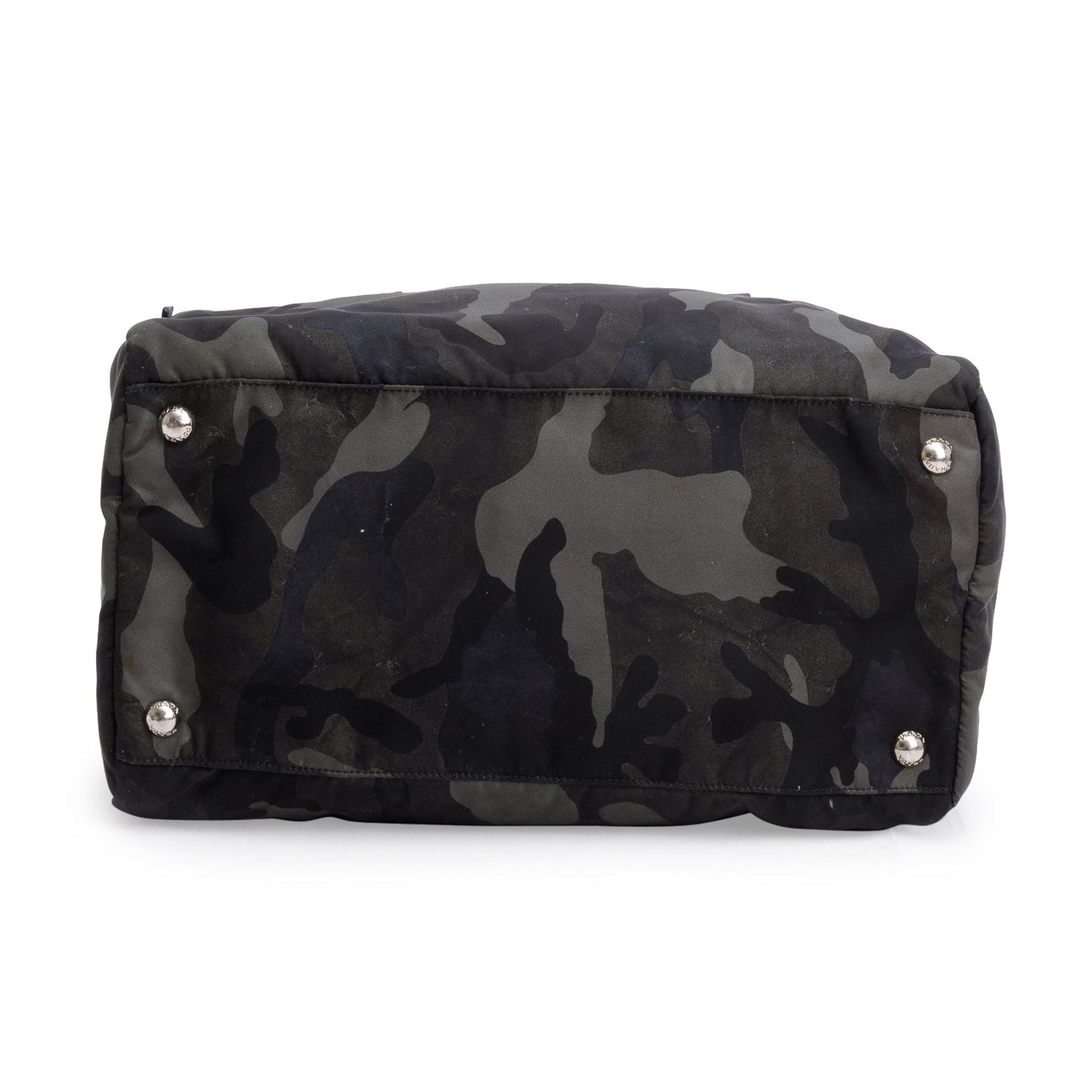 Prada Black Nylon Convertible Camouflage Small Boston Bag
