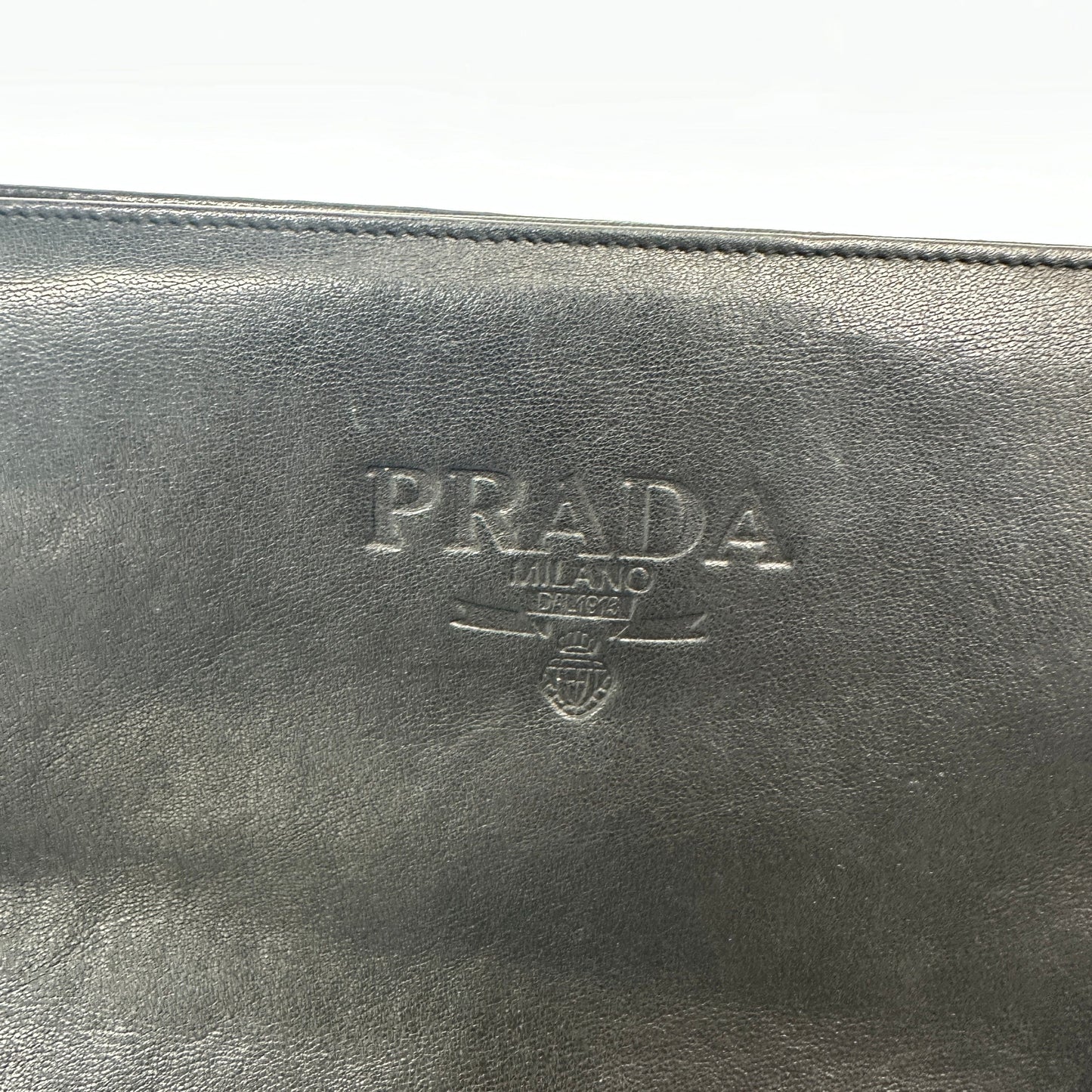 PRADA Leather Shoulder Bag Black AB Rank  d pr9911js