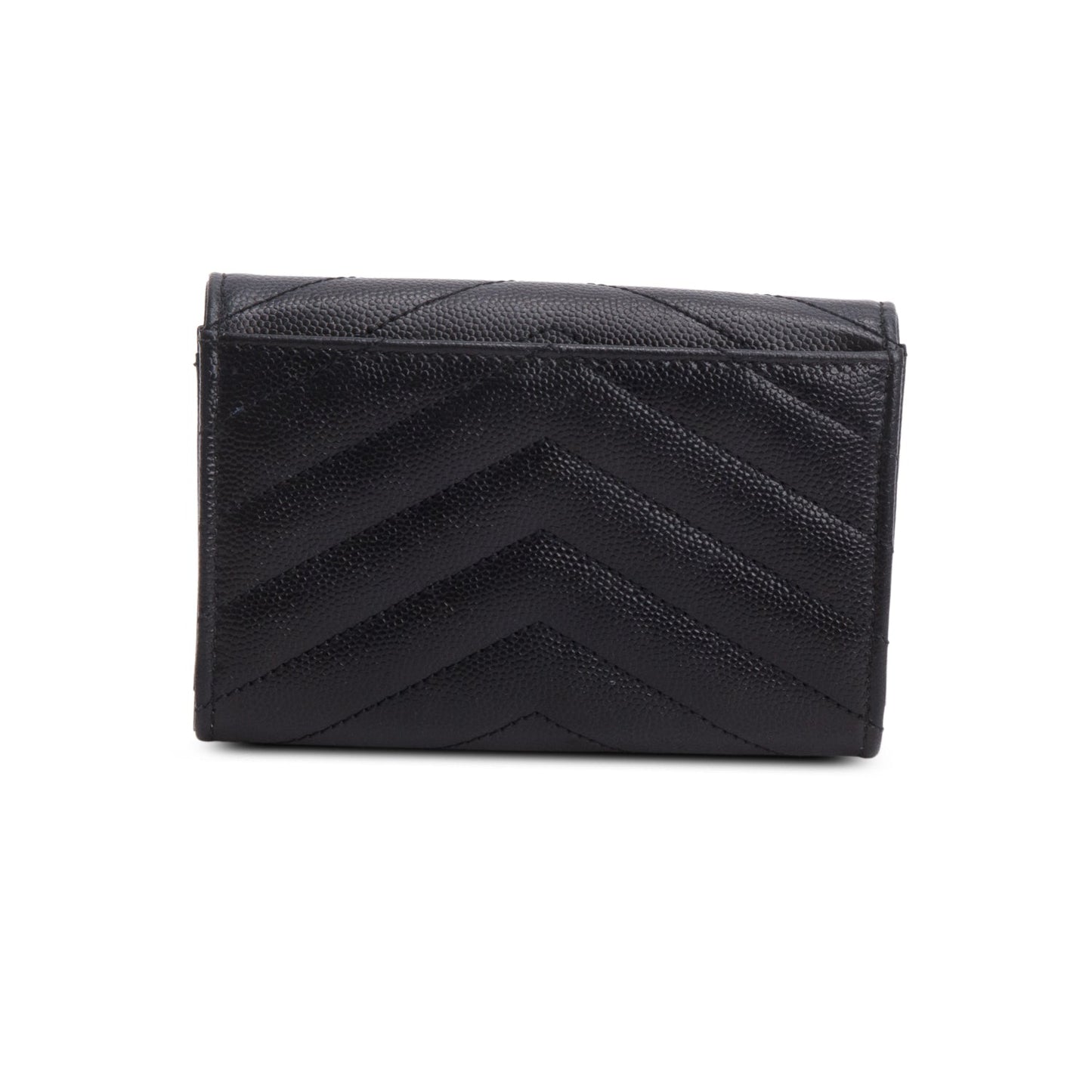 Saint Laurent 2020 Black Grain De Poudre Cassandre Matelasse Small Envelope Wallet