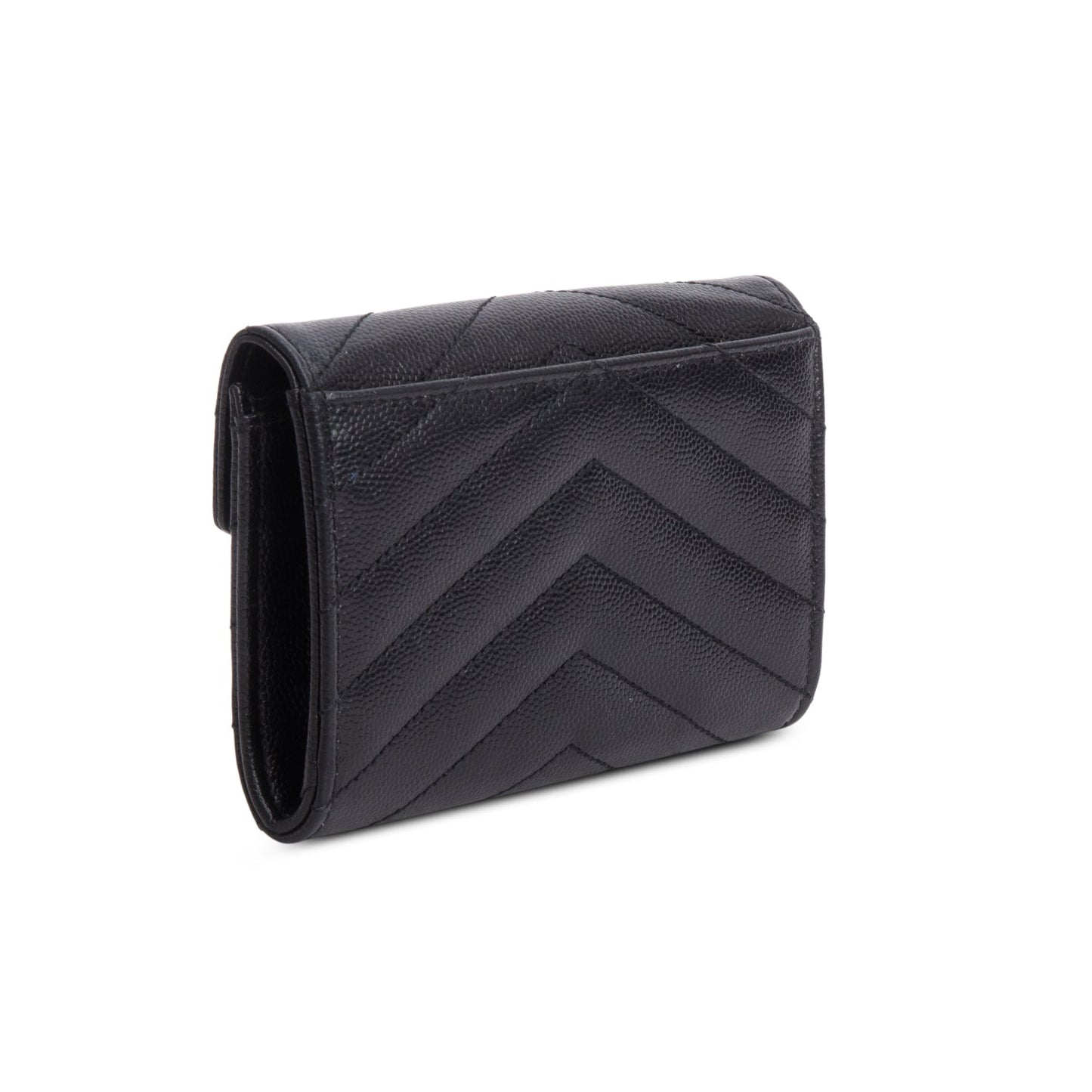 Saint Laurent 2020 Black Grain De Poudre Cassandre Matelasse Small Envelope Wallet