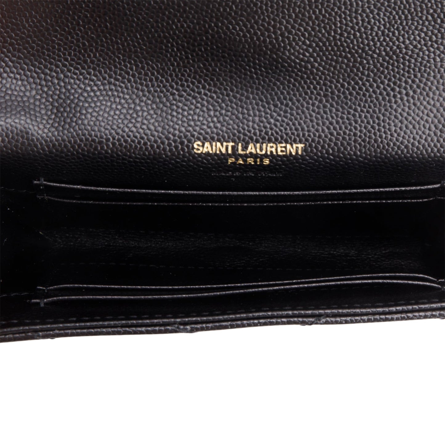 Saint Laurent 2020 Black Grain De Poudre Cassandre Matelasse Small Envelope Wallet