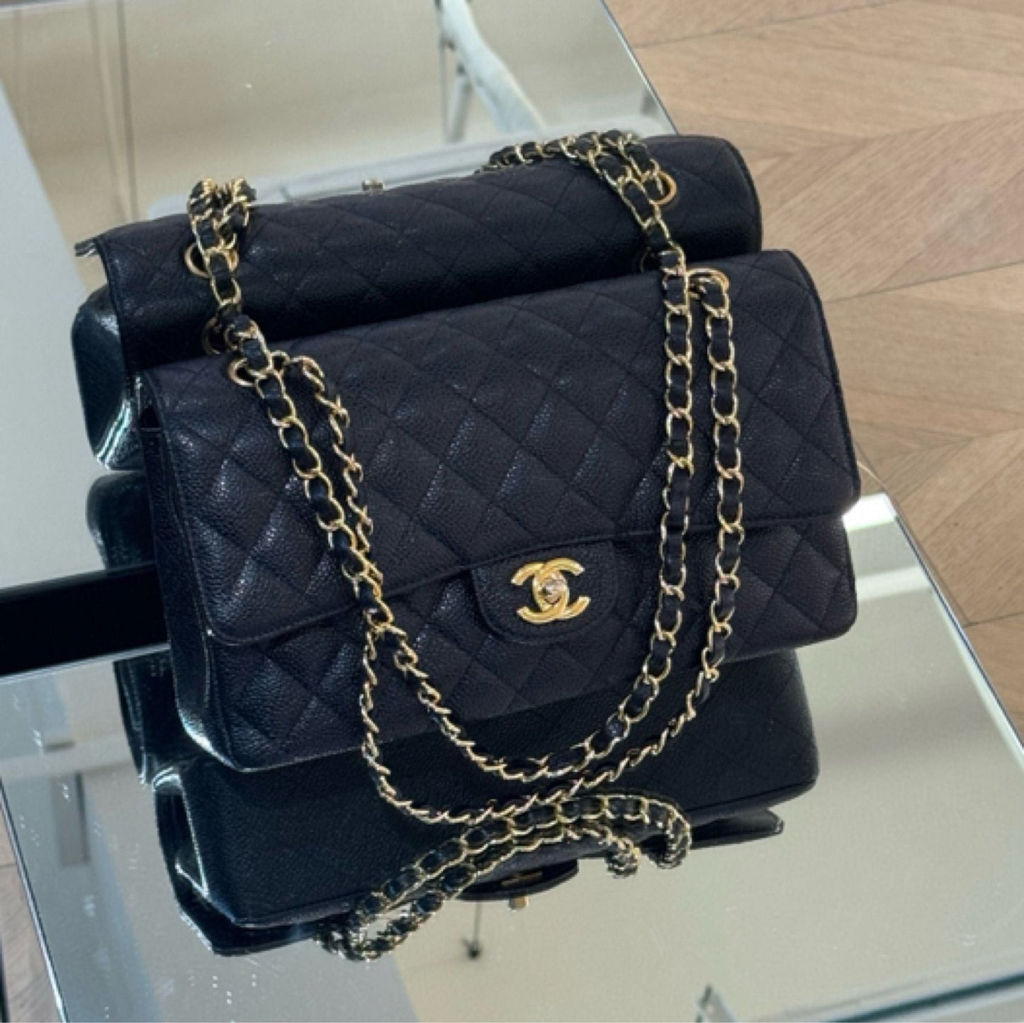Chanel Classic Flap Medium Quilted Lambskin Double C Chain Shoulder Bag 060150200548