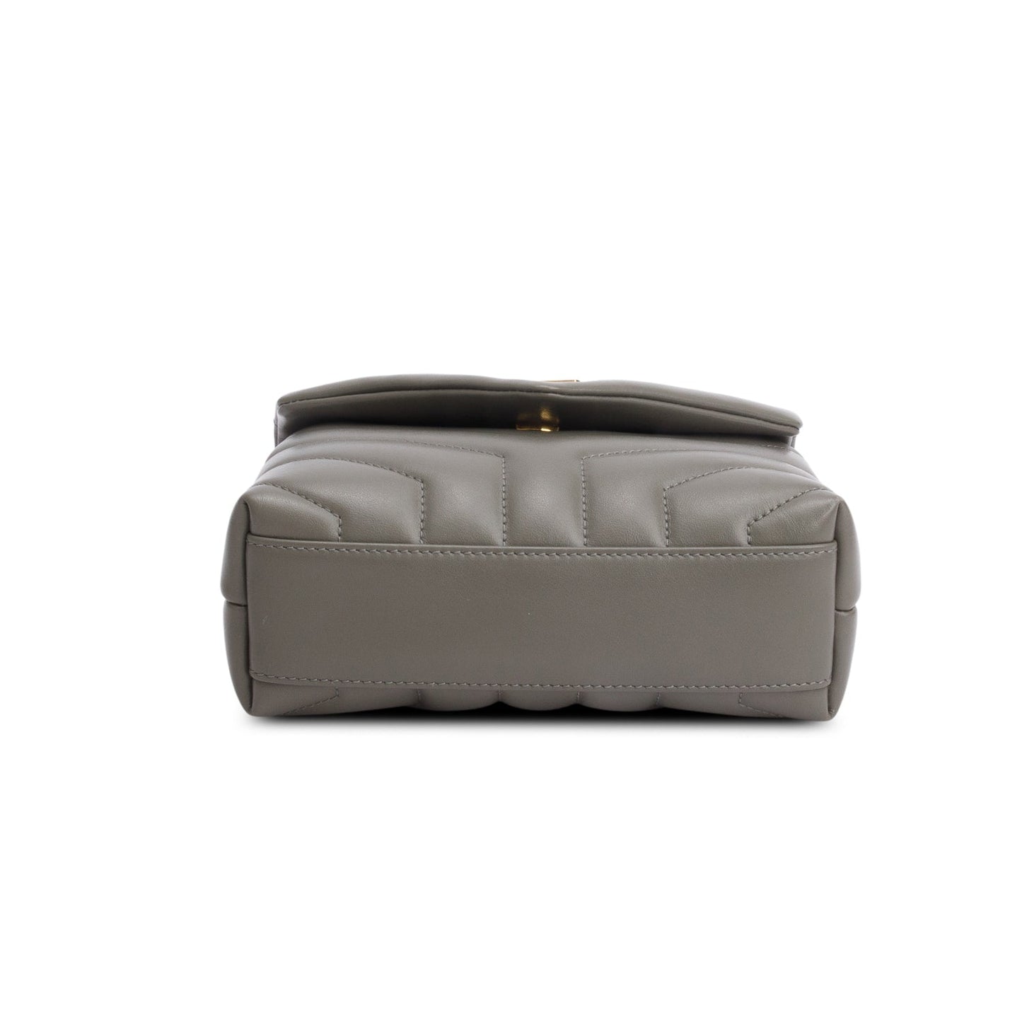 Saint Laurent 2021 Grey Calfskin Y Quilted Monogram Toy Loulou Crossbody Bag