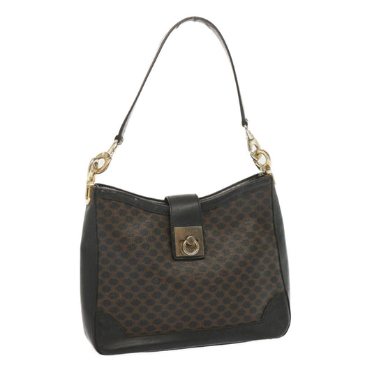 Luxury CELINE Macadam Canvas Shoulder Bag PVC Black  68449