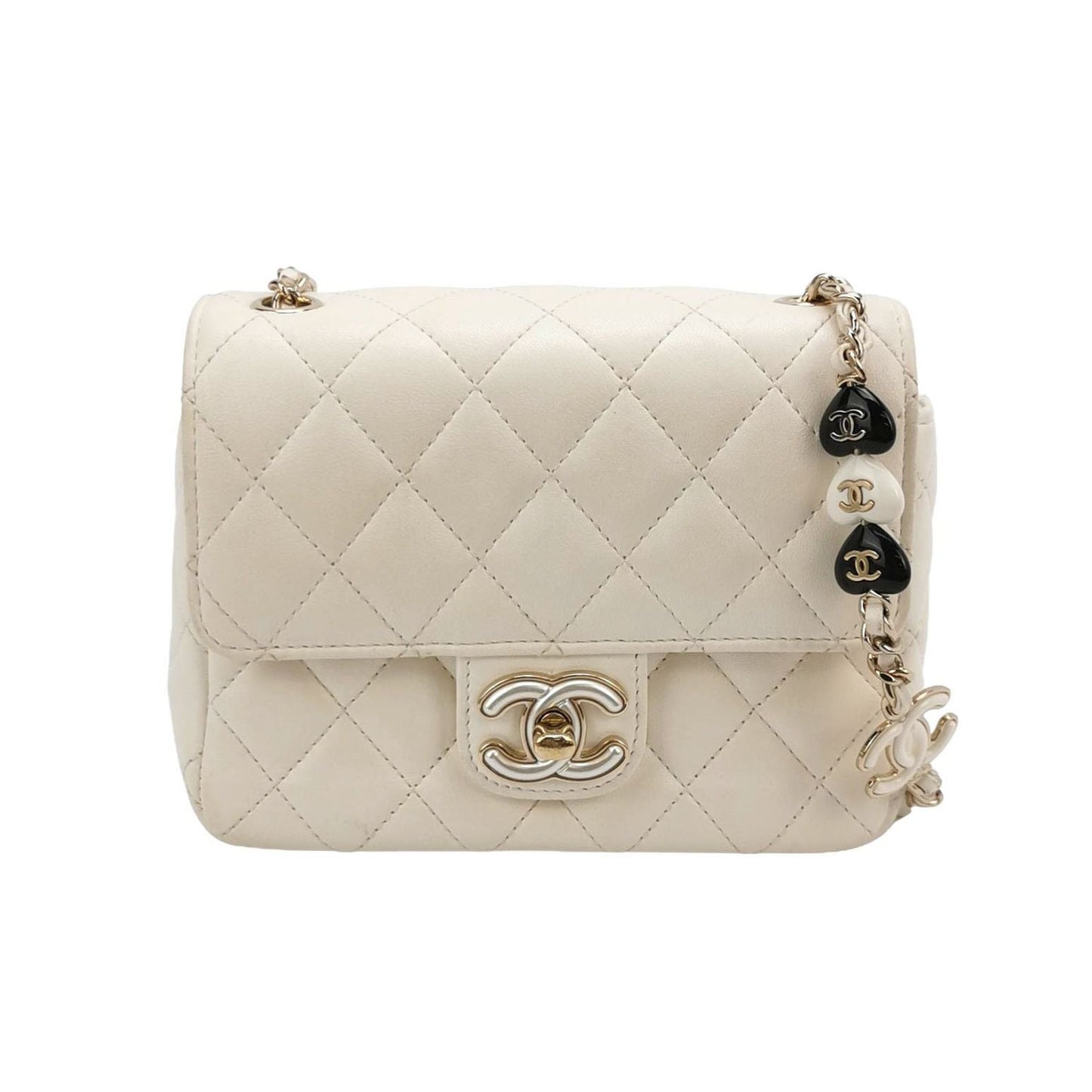 Chanel Classic Flap Seasonal Limited Edition Quilted Lambskin Double C Logo Heart Chain Crossbody Bag 250518781197610