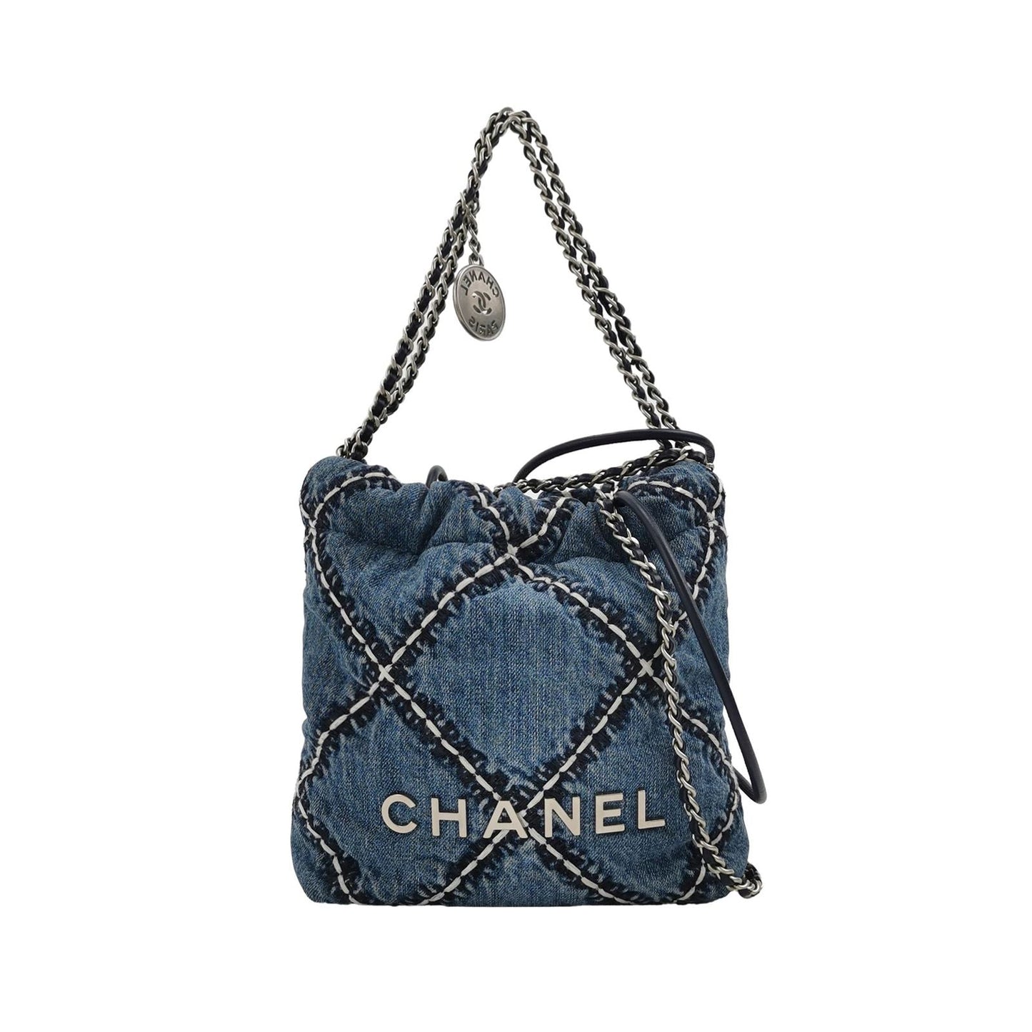 Chanel 22Bag Mini Denim Logo Coin Pendant Crossbody Bag 250427781167392