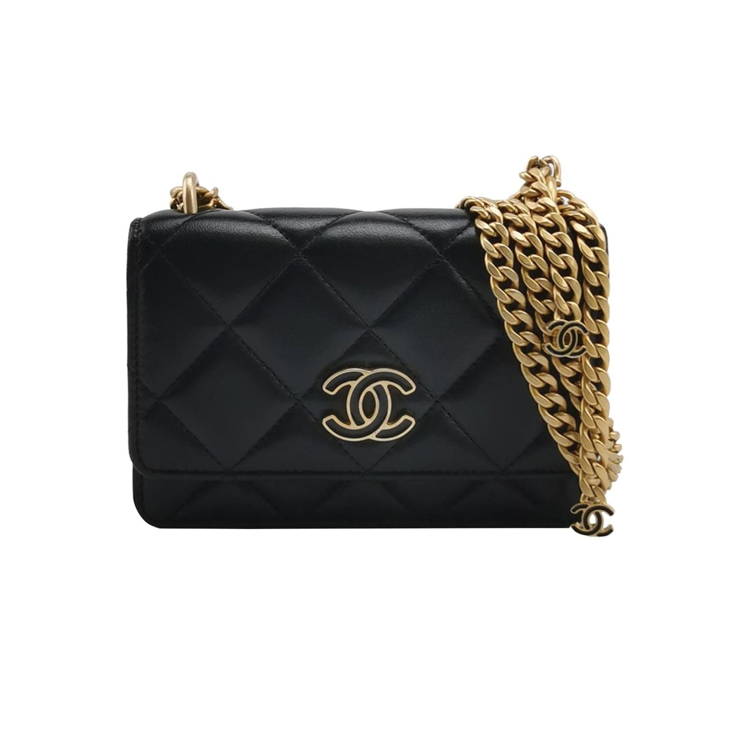 Chanel Flap Bag Lamb Leather Solid Quilted Double C Logo Shoulder Bag Crossbody Bag 047852500098