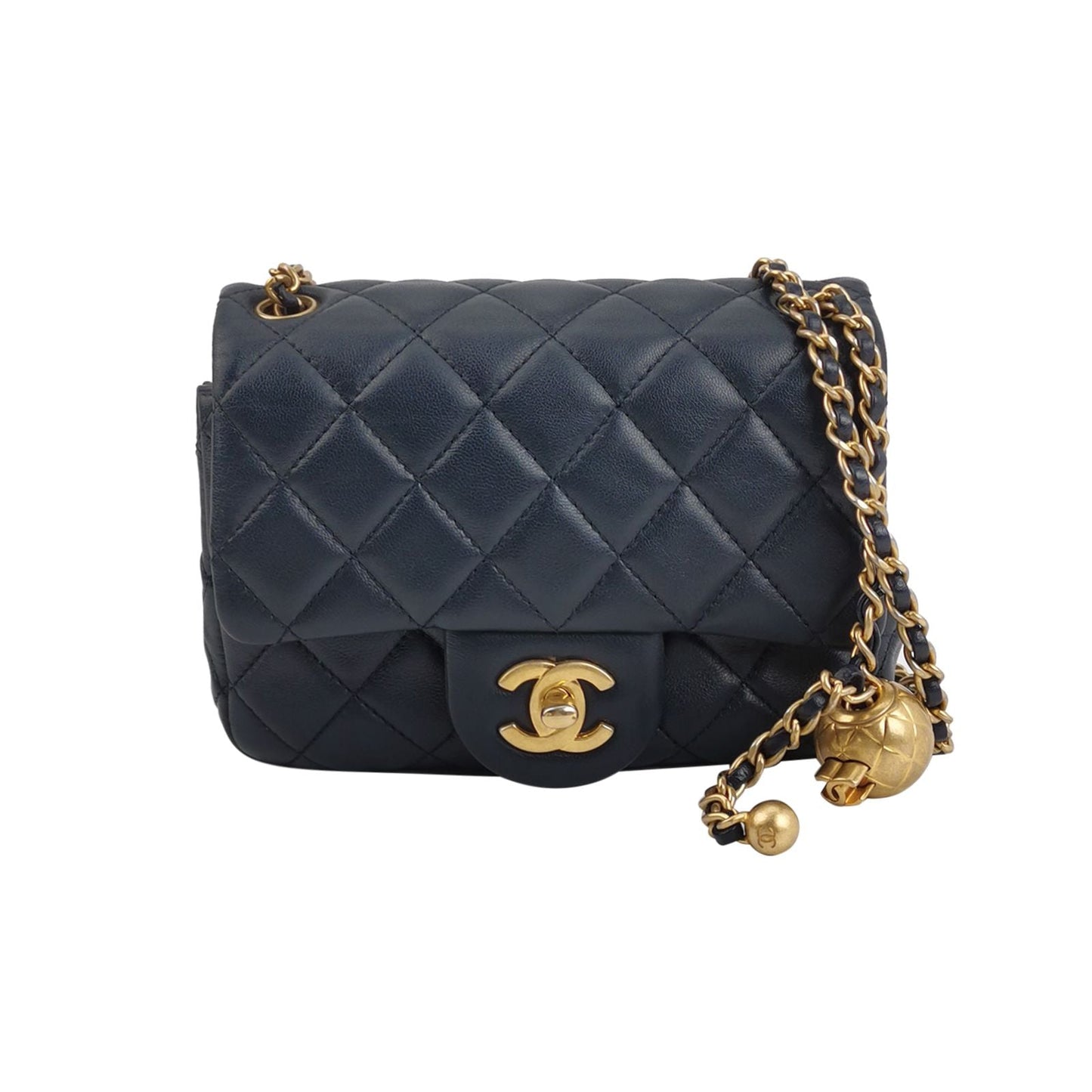 Chanel Classic Flap Seasonal Limited Edition Lambskin Gold Ball Double C Chain Crossbody Bag 250411781143680