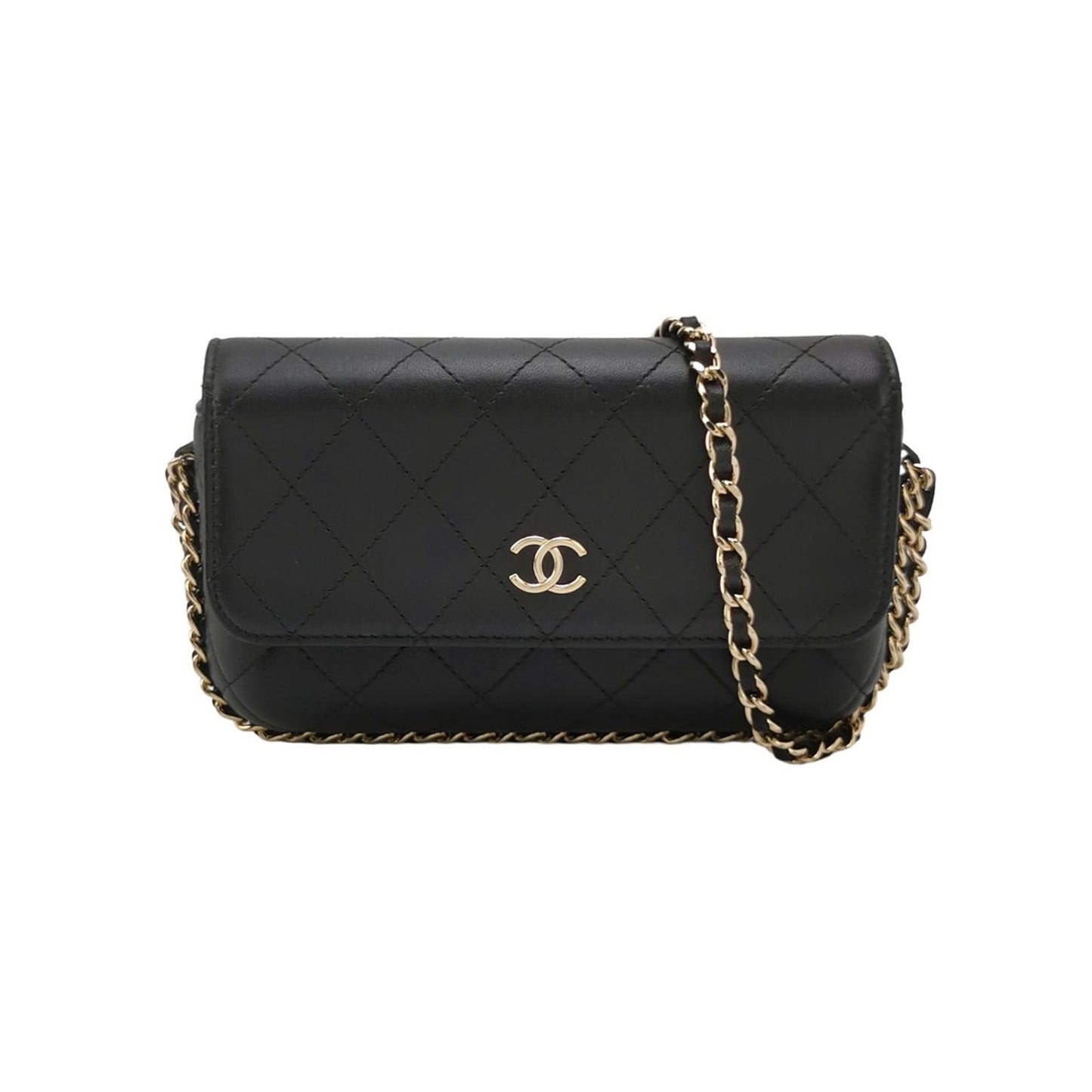 Chanel Flap Bag Lamb Leather Solid Quilted Double C Logo Crossbody Shoulder Bag 250607781226653