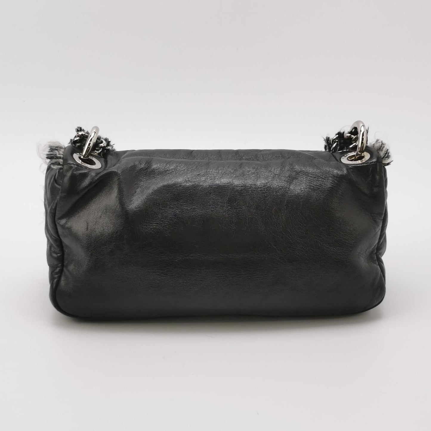 Chanel Flap Bag Lamb Leather Double C Logo Frayed Shoulder Bag 250605781224204