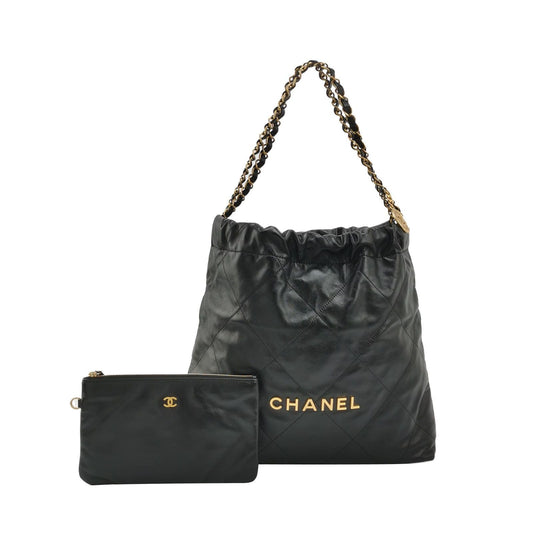 Chanel 22Bag Medium Quilted Leather Shoulder Bag with Logo Coin Pendant 250605781223084
