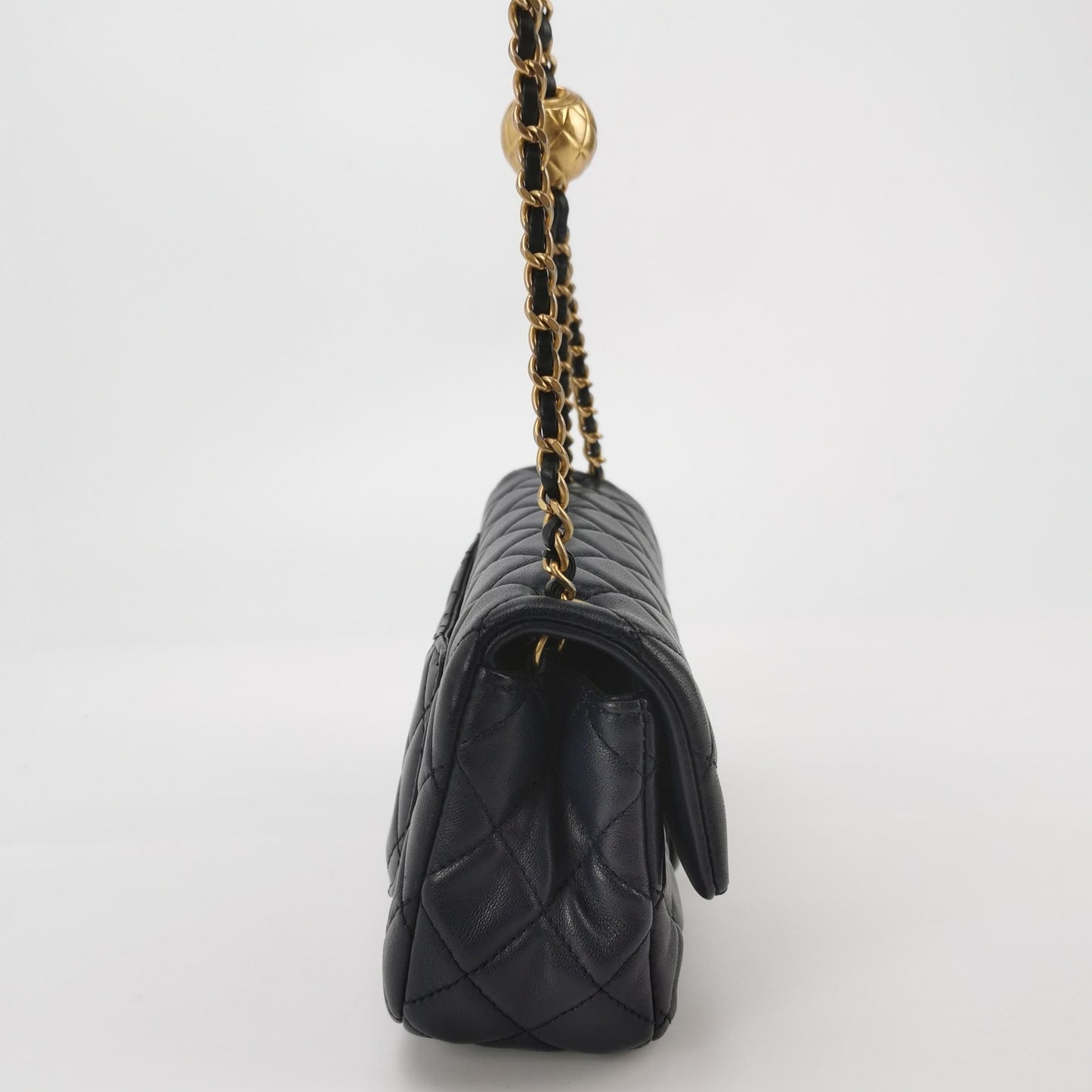 Chanel Classic Flap Seasonal Limited Edition Mini Lambskin Quilted Gold Ball Double C Chain Shoulder Bag 250529781212649