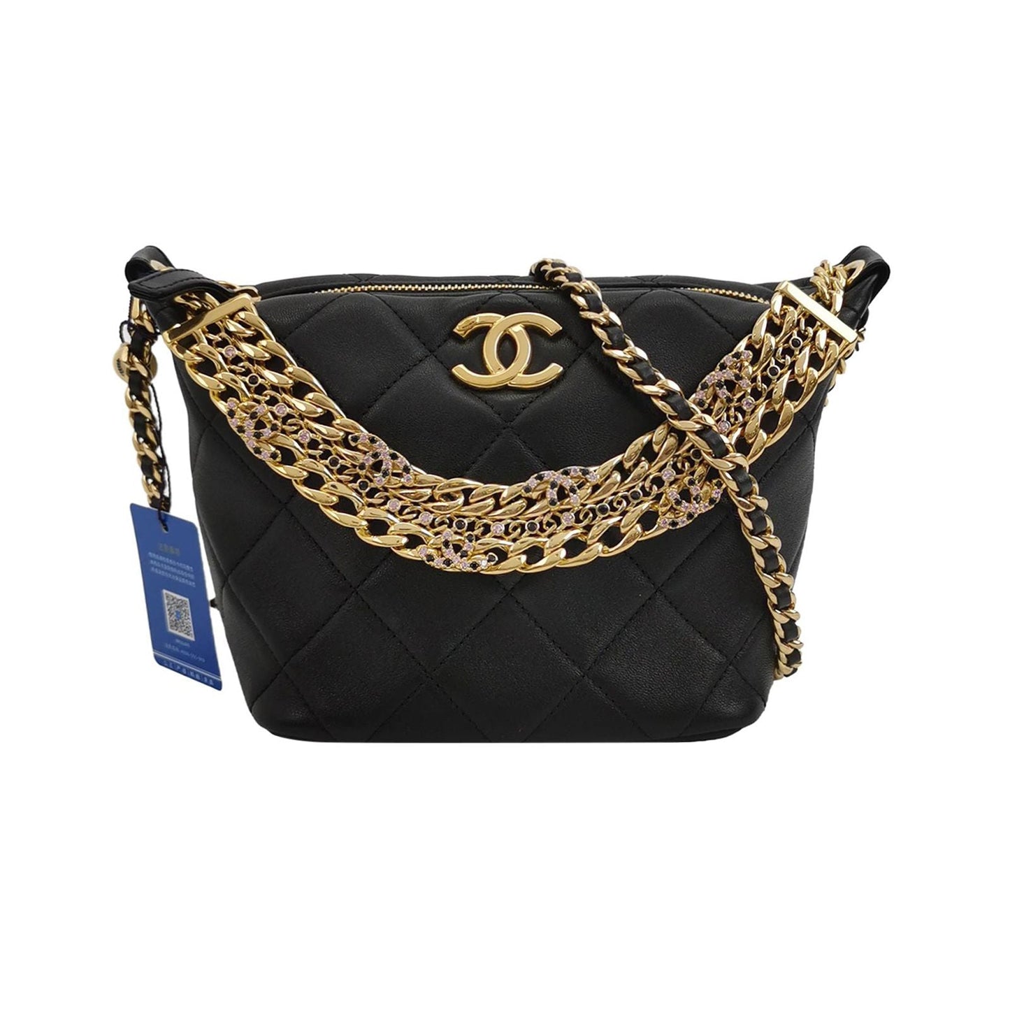 Chanel Quilted Lambskin Double C Logo Crossbody Shoulder Bag 250602781219848