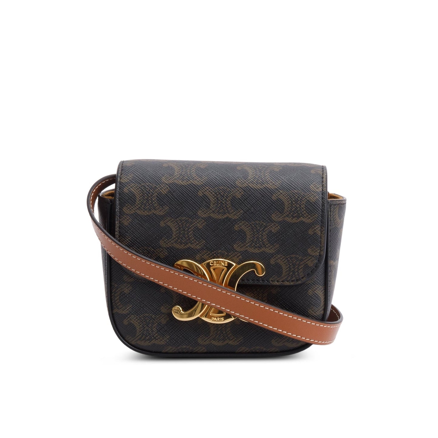 Celine 2022 Triomphe Canvas Calfskin Mini Claude