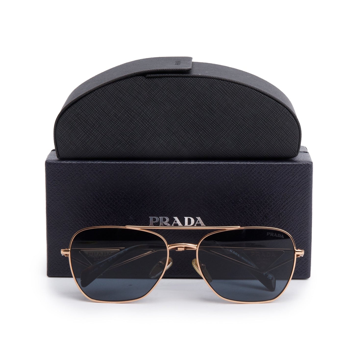Prada SPRA50 Gold-Tone Tortoise Aviator Sunglasses