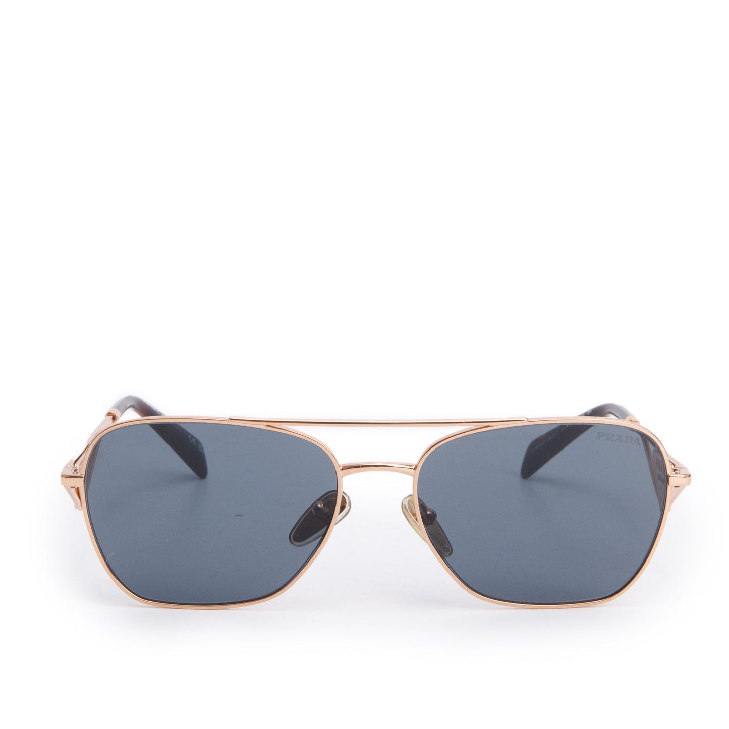 Prada SPRA50 Gold-Tone Tortoise Aviator Sunglasses