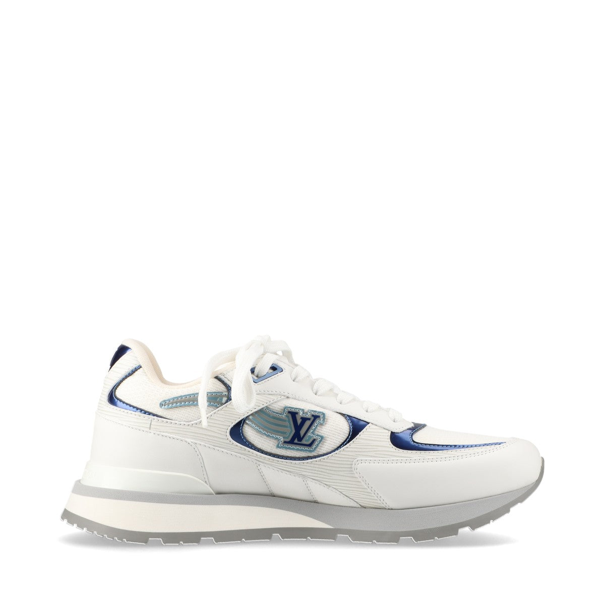 Louis Vuitton Lanewline 22 Years Mesh  Leather Trainers 6 Mens White × Blue BM0292 LV Logo  Bag