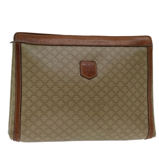Luxury CELINE Macadam Canvas Clutch Bag Beige  68510