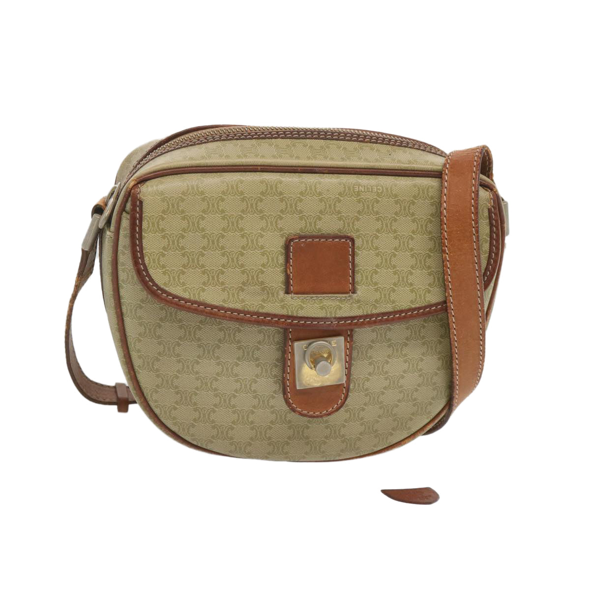 Luxury CELINE Macadam Canvas Shoulder Bag Beige  68512