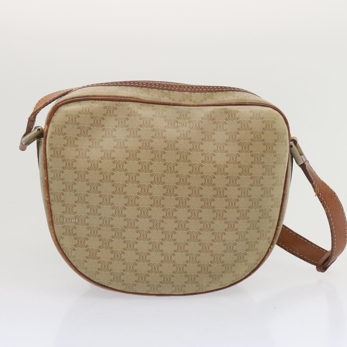 Luxury CELINE Macadam Canvas Shoulder Bag Beige  68512