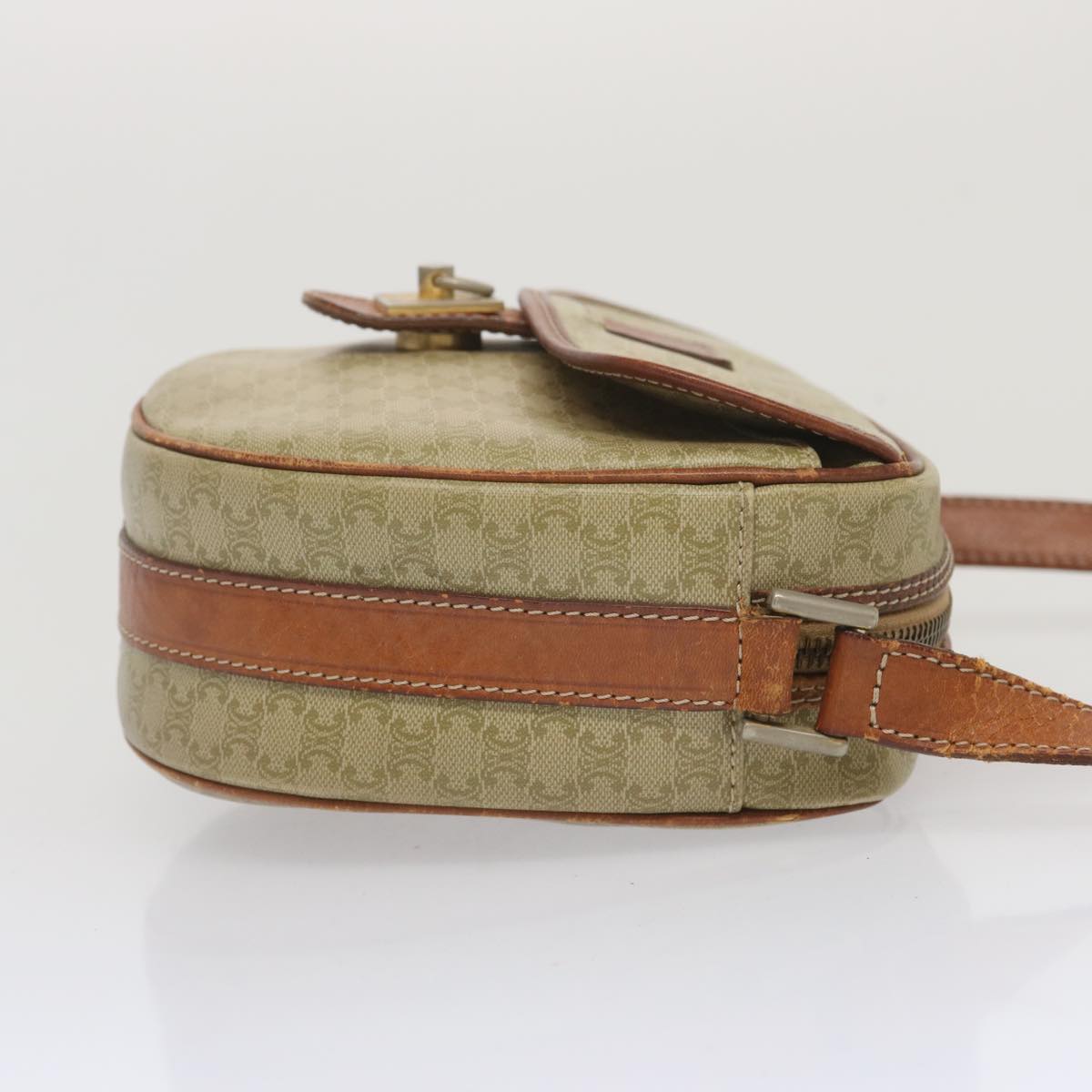 Luxury CELINE Macadam Canvas Shoulder Bag Beige  68512