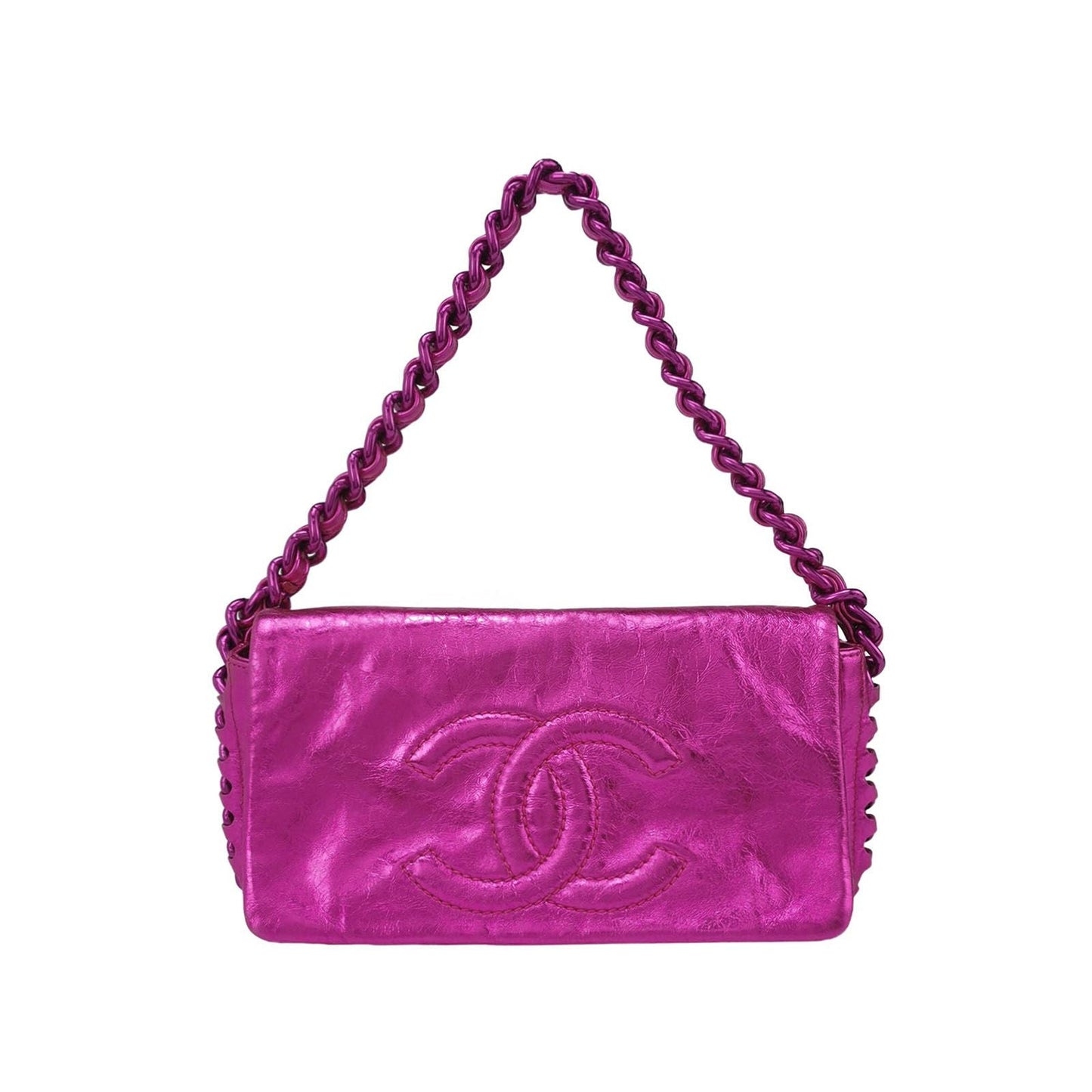 Chanel Calfskin Solid Double C Logo Shoulder Bag 250406781136449