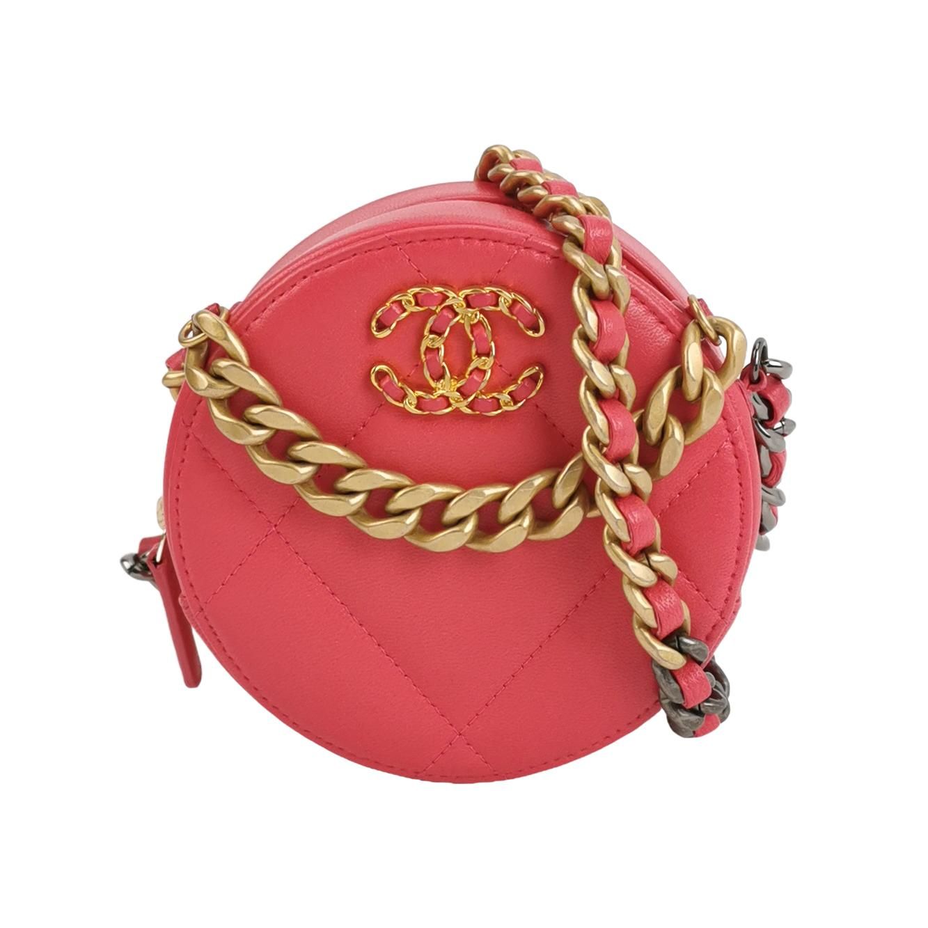 Chanel 19Bag Lamb Skin Quilted CC Turn-Lock Round Bag Shoulder Bag 250219781071338