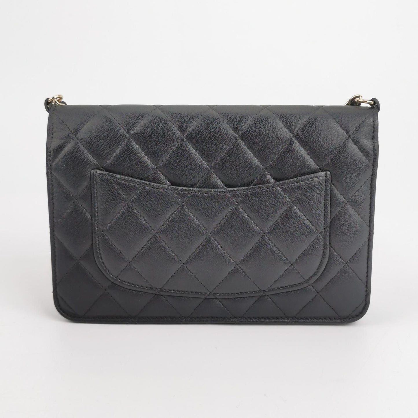 Chanel Lambskin Quilted Double C Logo Pearl Chain WOC Crossbody Shoulder Bag 250118781031642